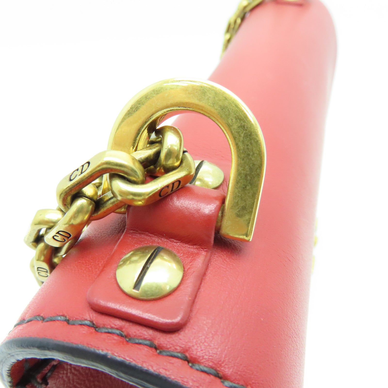 Dior cowhide leather Chain Shoulder Bag gold buckle chain shoulder bag red