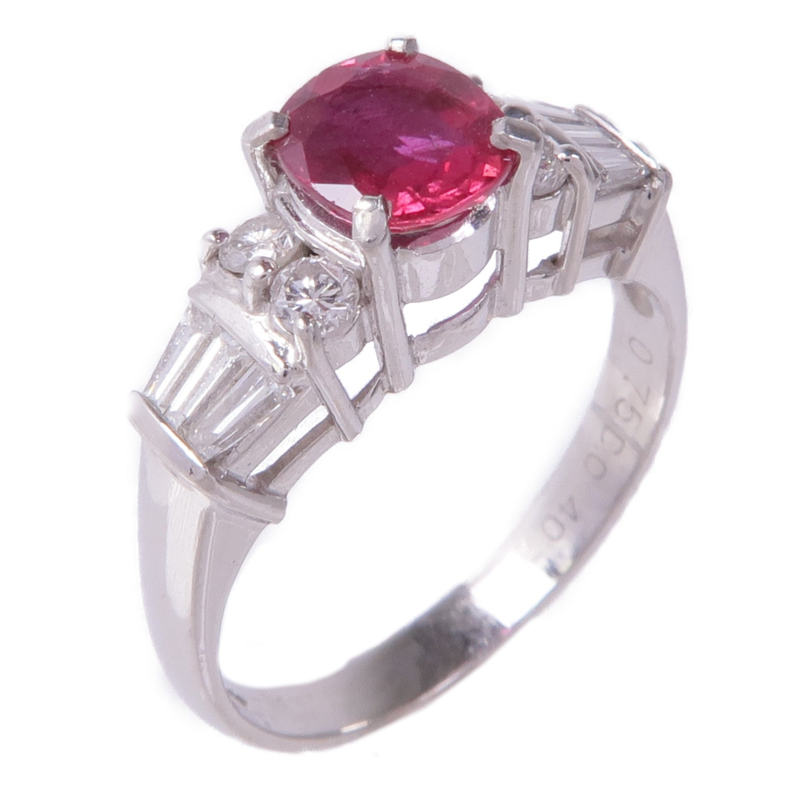 JEWELRY PT850鉑金Ruby Diamond Ring紅寶石/鑽石戒指粉紅色US#5.75