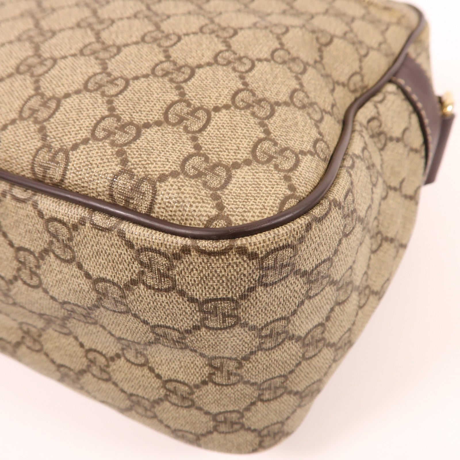 GUCCI 塗層帆布Shoulder Bag金扣肩背袋啡色