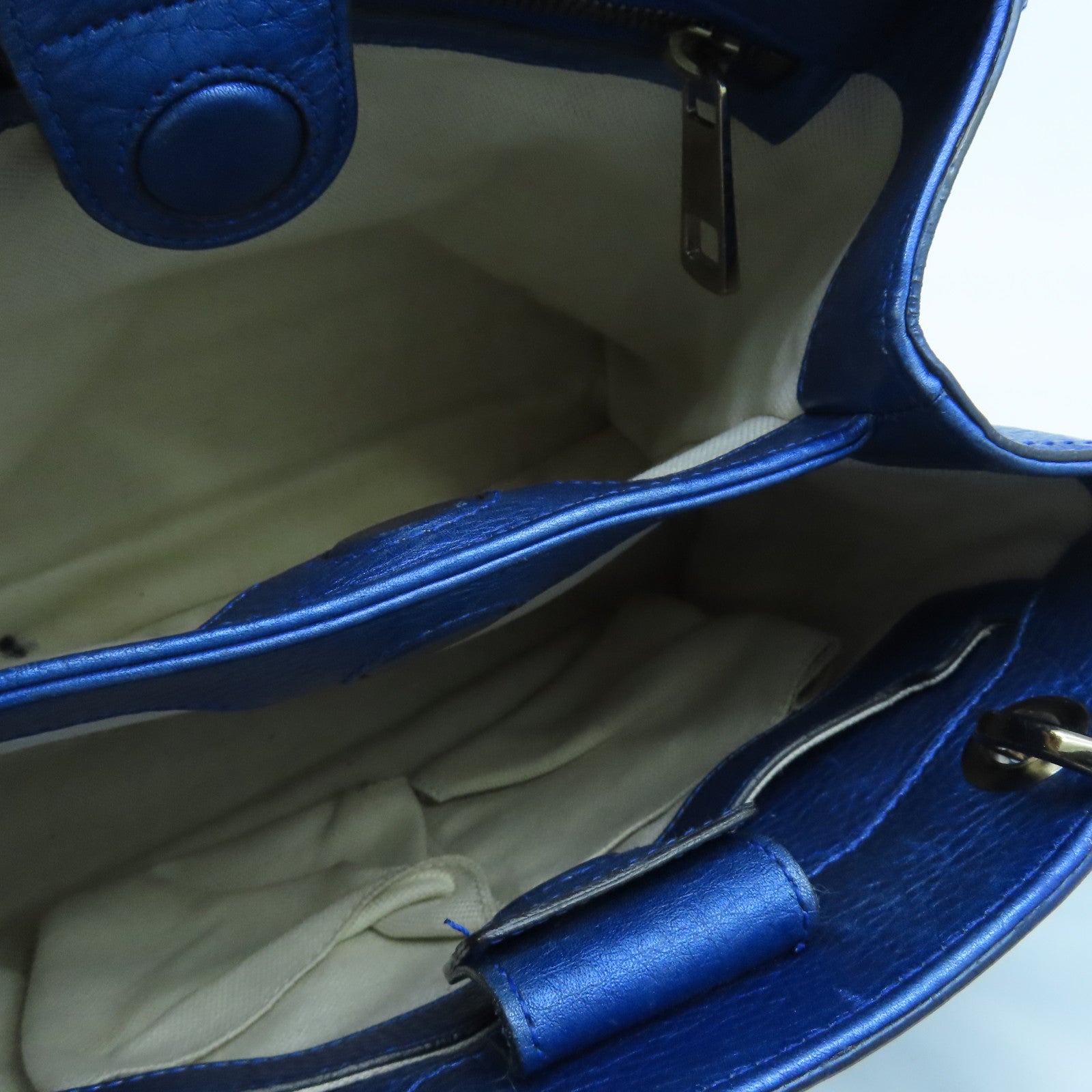 GUCCI leather Bamboo 2way Shoulder silver buckle handle shoulder bag blue