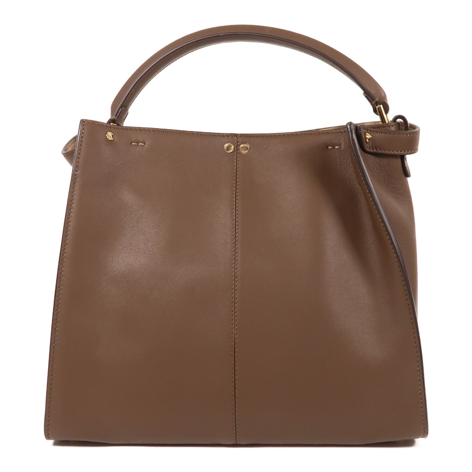 FENDI 牛皮皮革2 Way Shoulder金扣手挽肩背兩用袋啡色