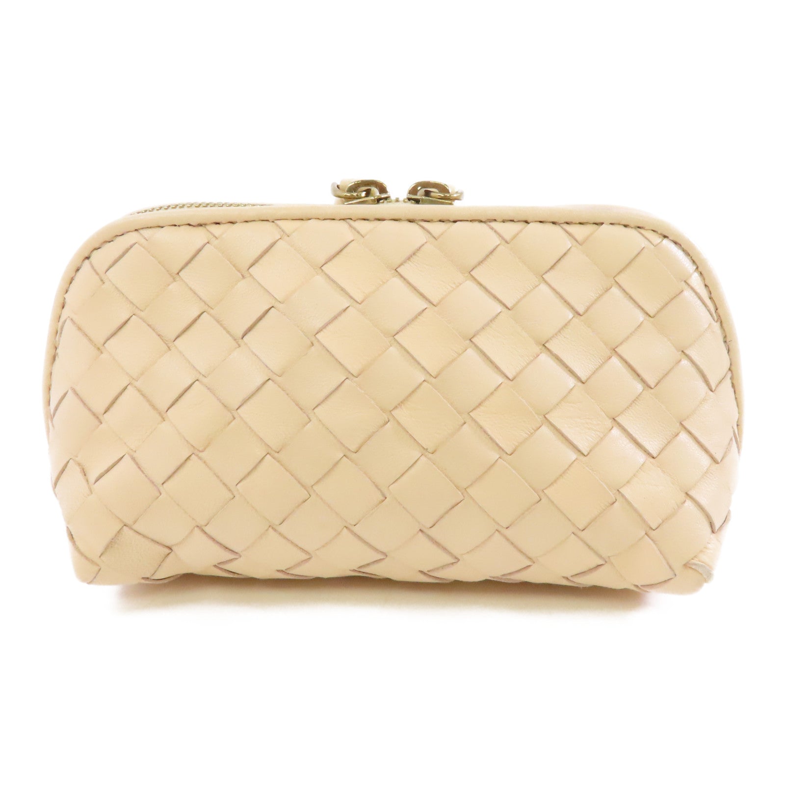 BOTTEGA VENETA 織紋皮革Clutch Bag金扣手拿包米色