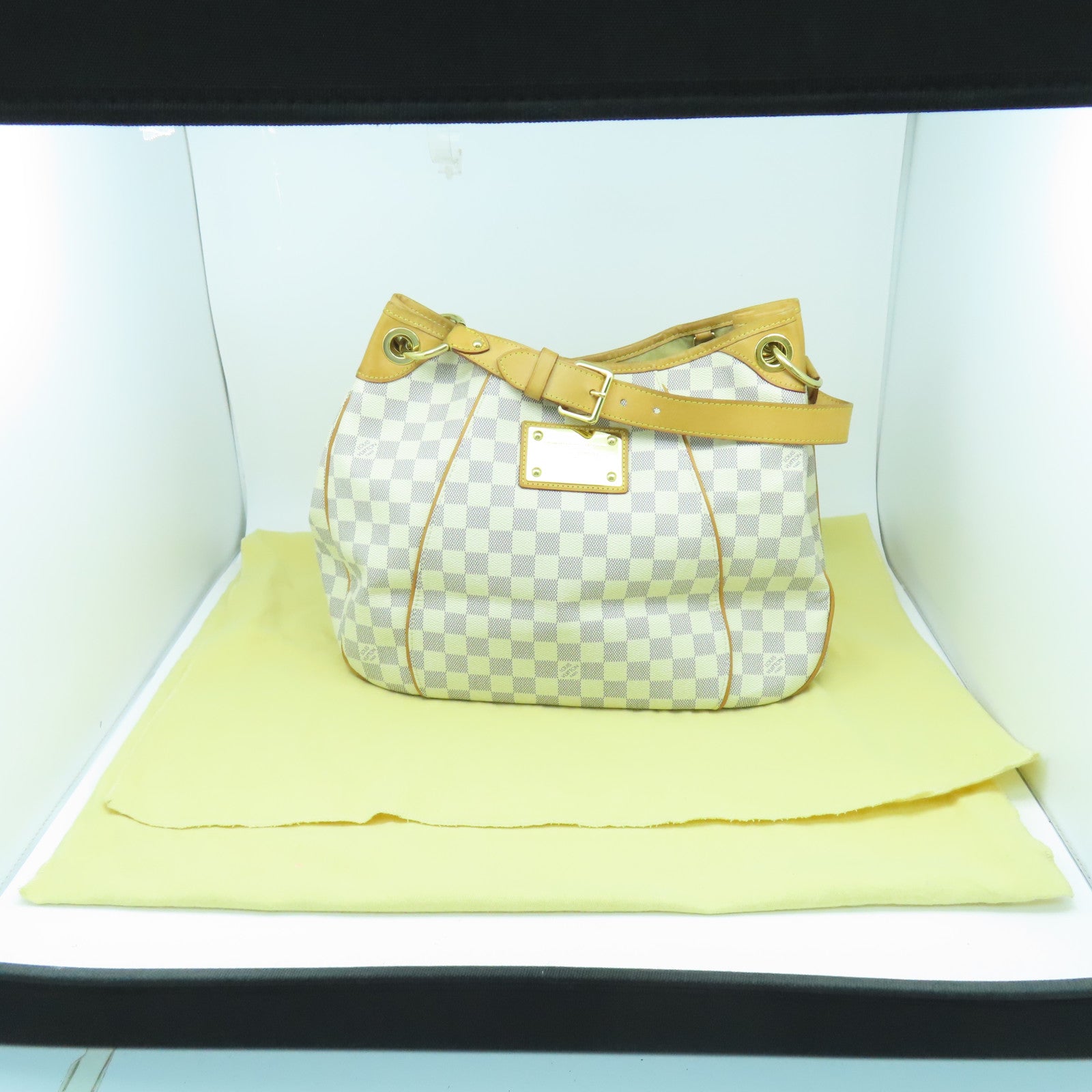 LOUIS VUITTON 【激減優惠】Damier Azur Galliera PM金扣肩背袋白色