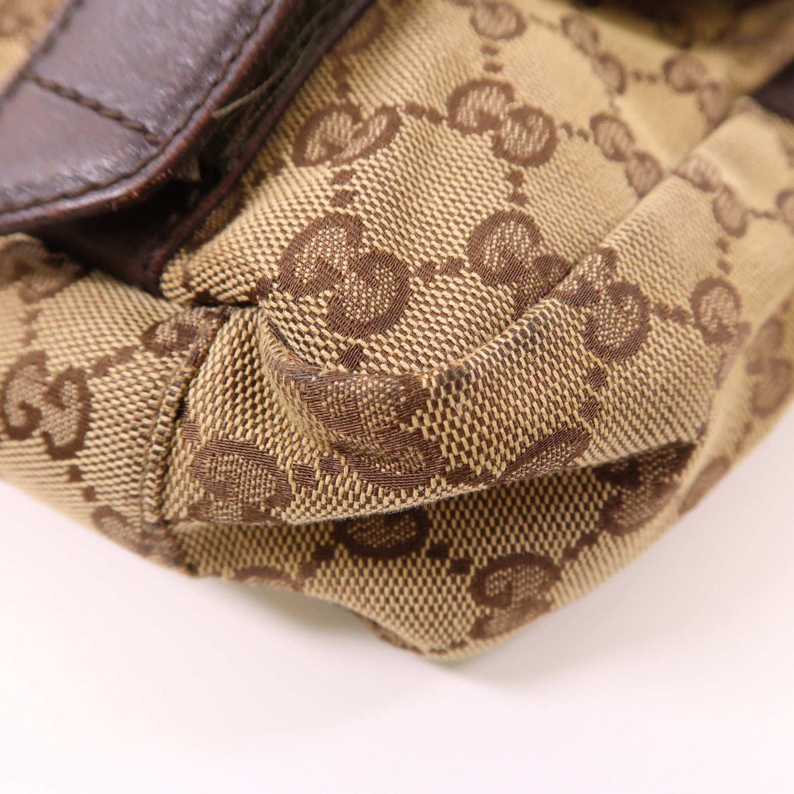 GUCCI 帆布Shoulder Bag銀扣肩背袋啡色