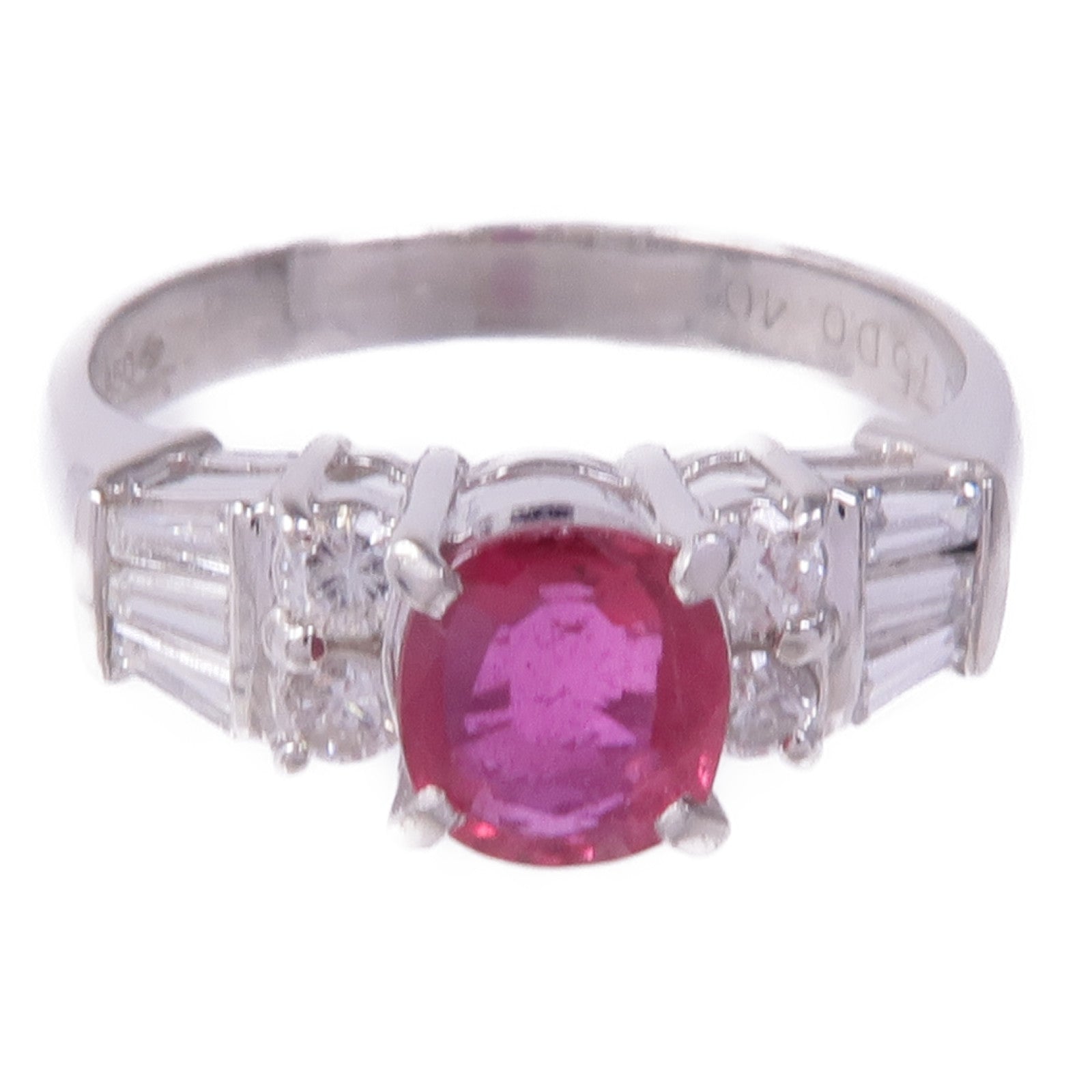 JEWELRY PT850鉑金Ruby Diamond Ring紅寶石/鑽石戒指粉紅色US#5.75