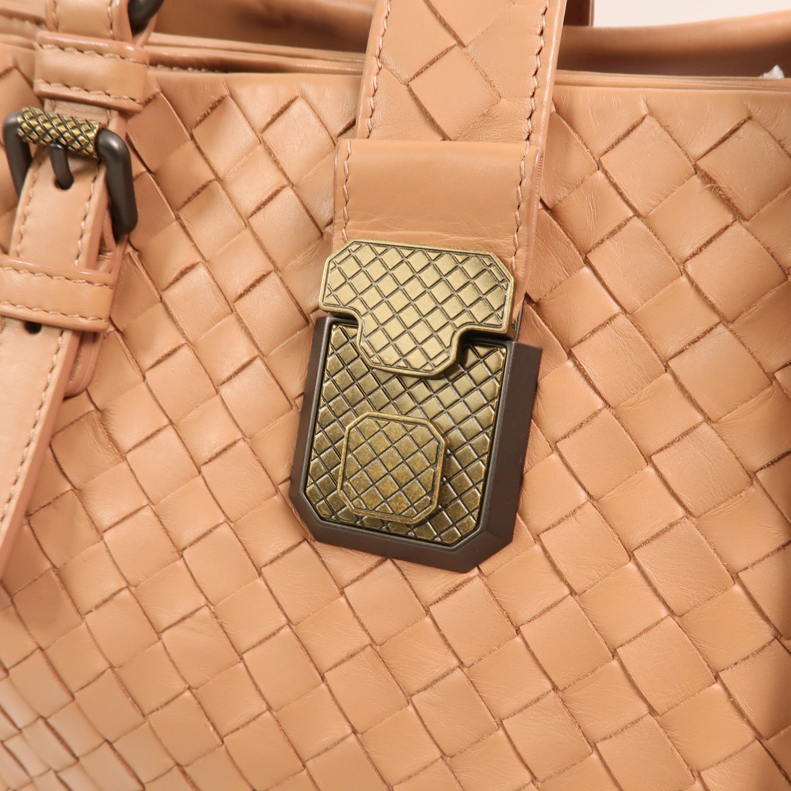 BOTTEGA VENETA 牛皮皮革Intrecciato Roma Small金扣手挽肩背兩用袋