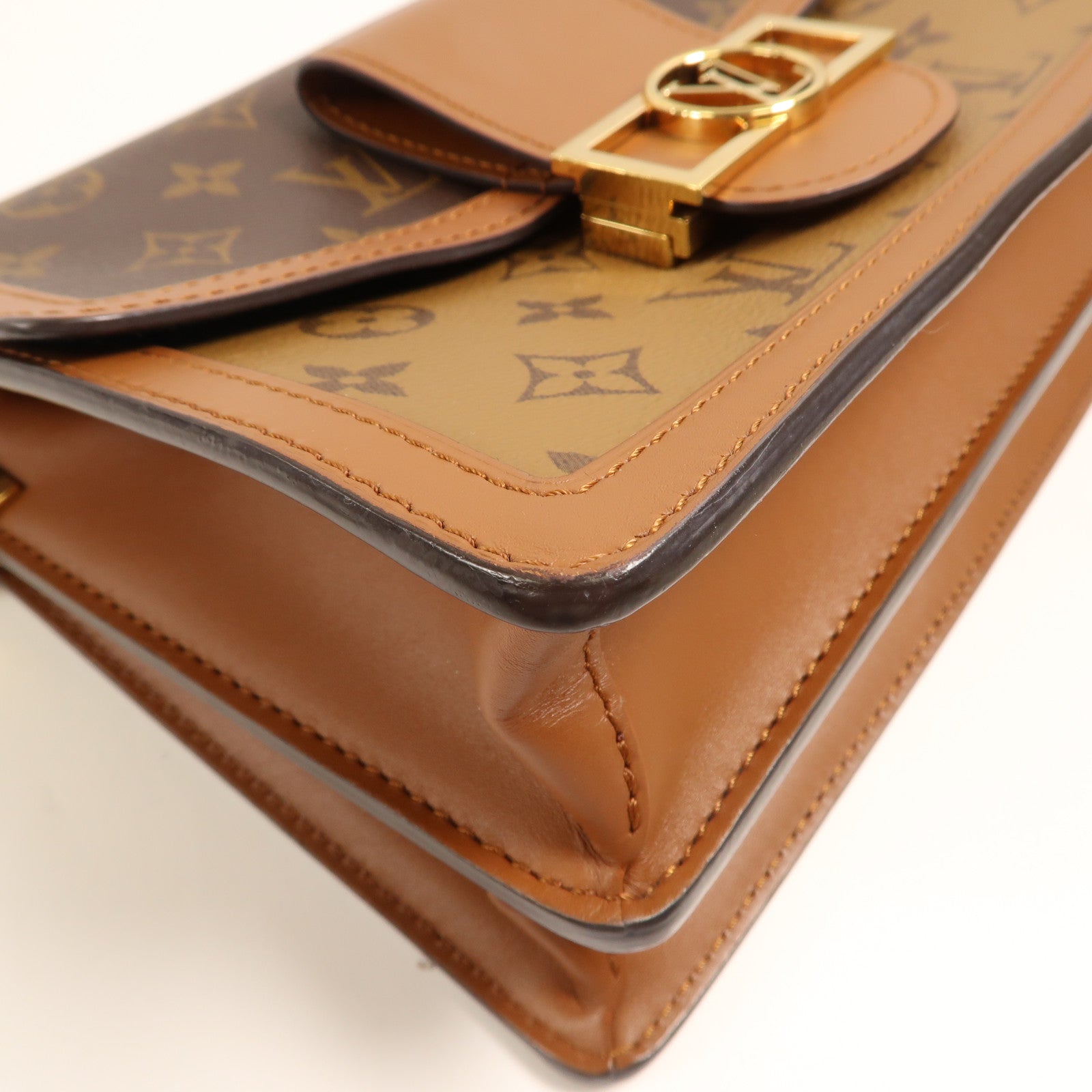 LOUIS VUITTON Monogram Reverse Dauphine MM金扣肩背袋