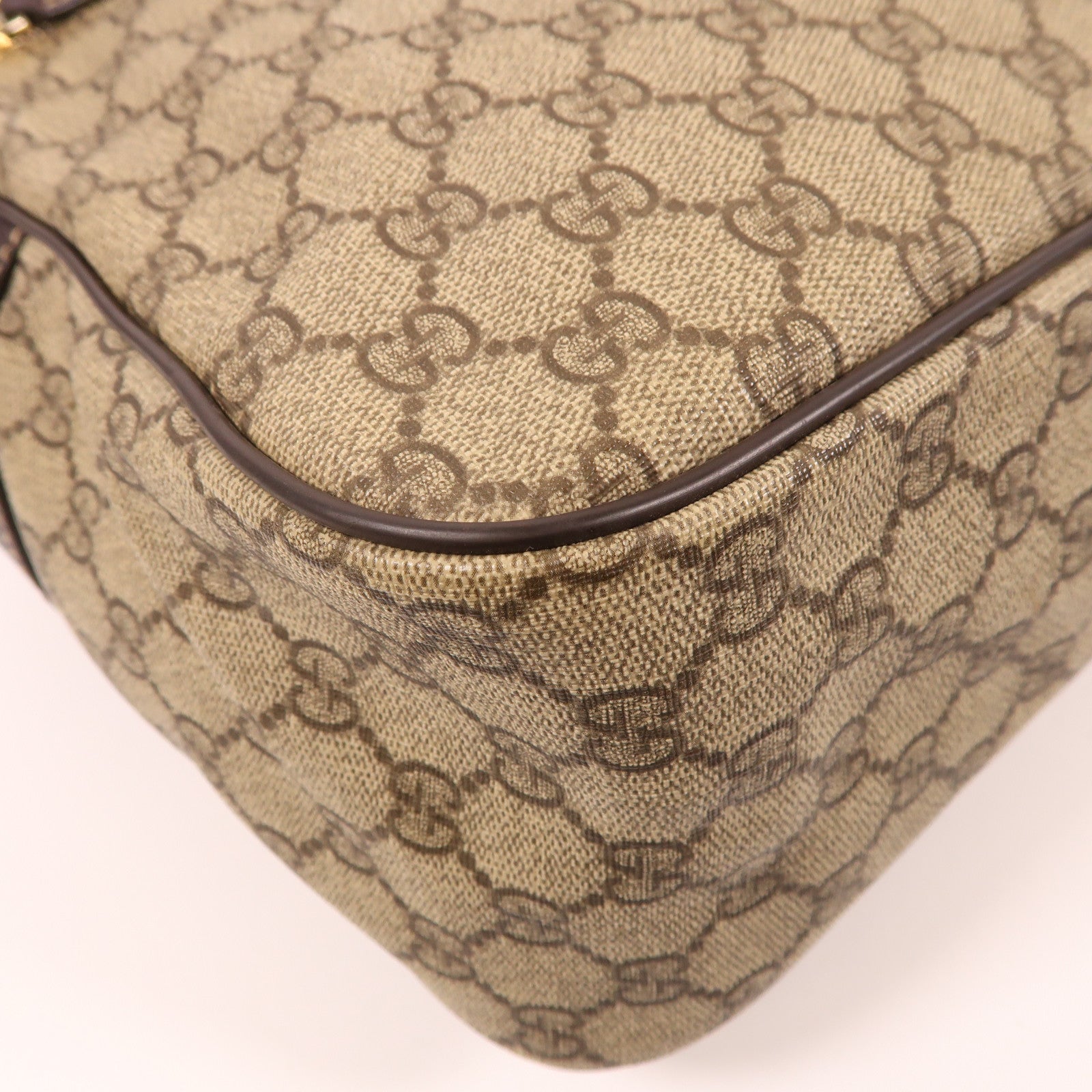 GUCCI 塗層帆布Shoulder Bag金扣肩背袋啡色