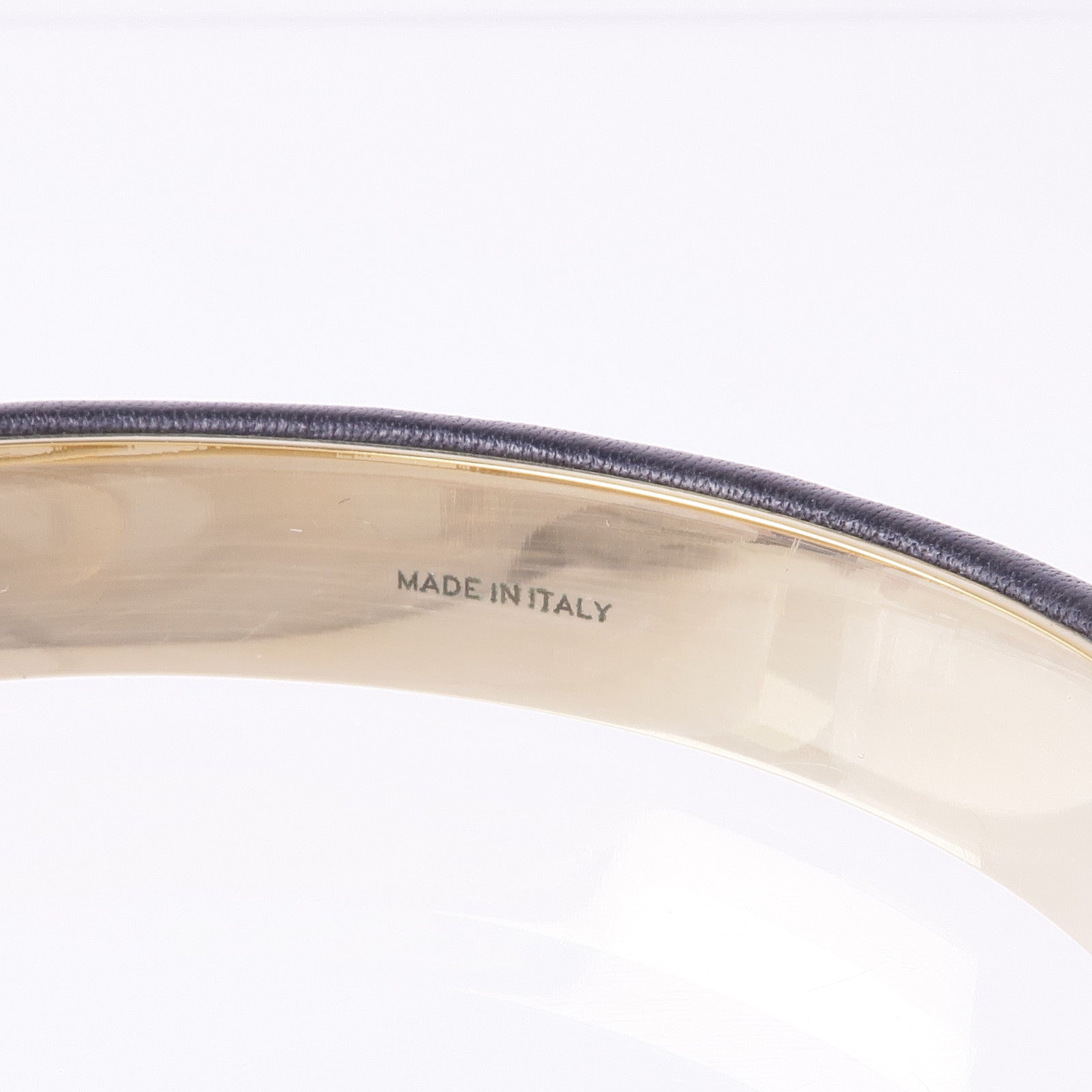 BVLGARI 皮革/金屬Interlocking Circles Cuff Bracelet手鐲