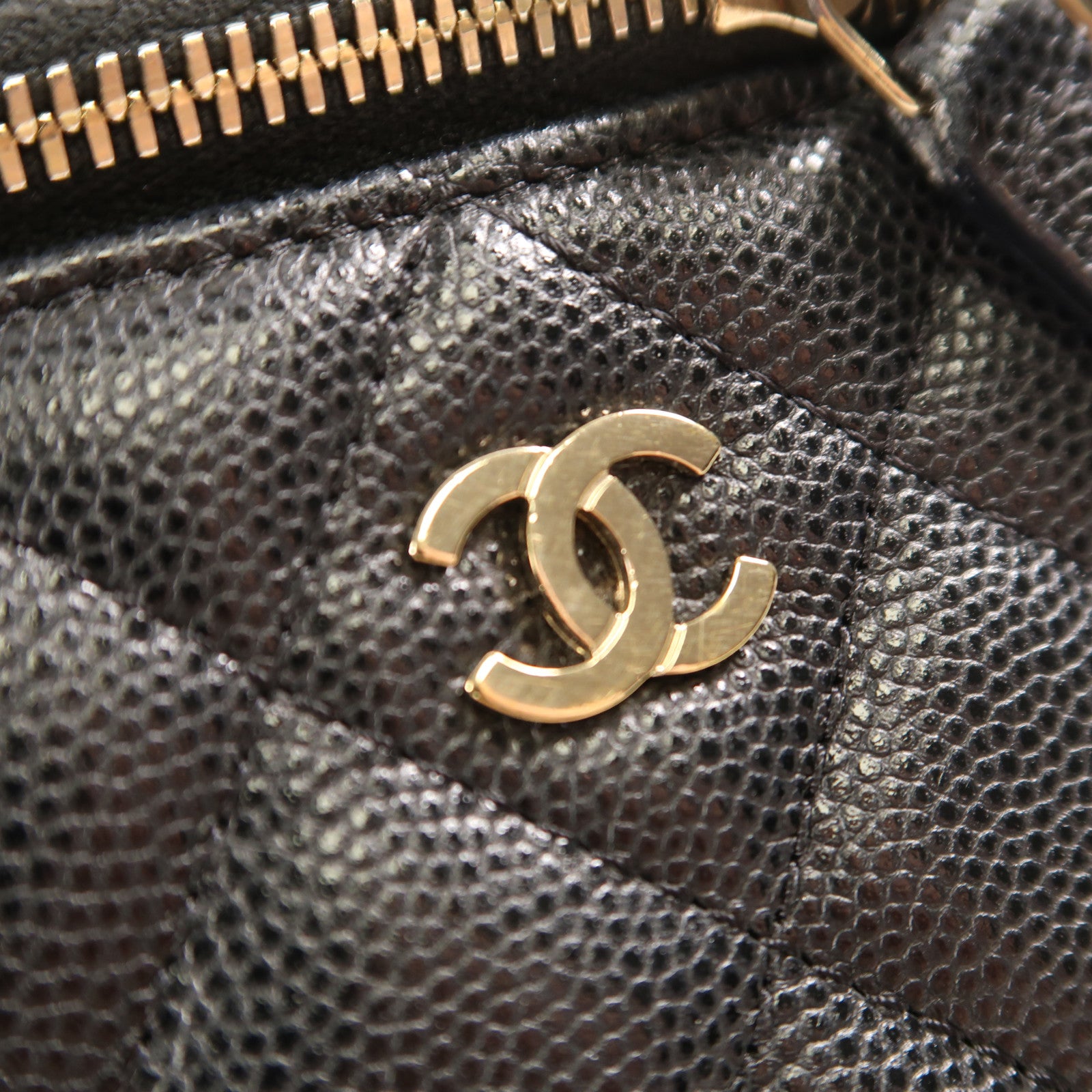 CHANEL CC GHW Mini Vanity Chain Shoulder Bag Calfskin Leather Black