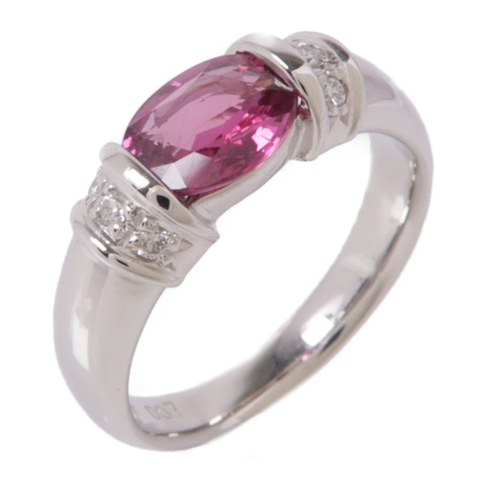 JEWELRY 【激減優惠】PT900鉑金Ruby/Diamond Ring紅寶石/鑽石戒指US#5.5