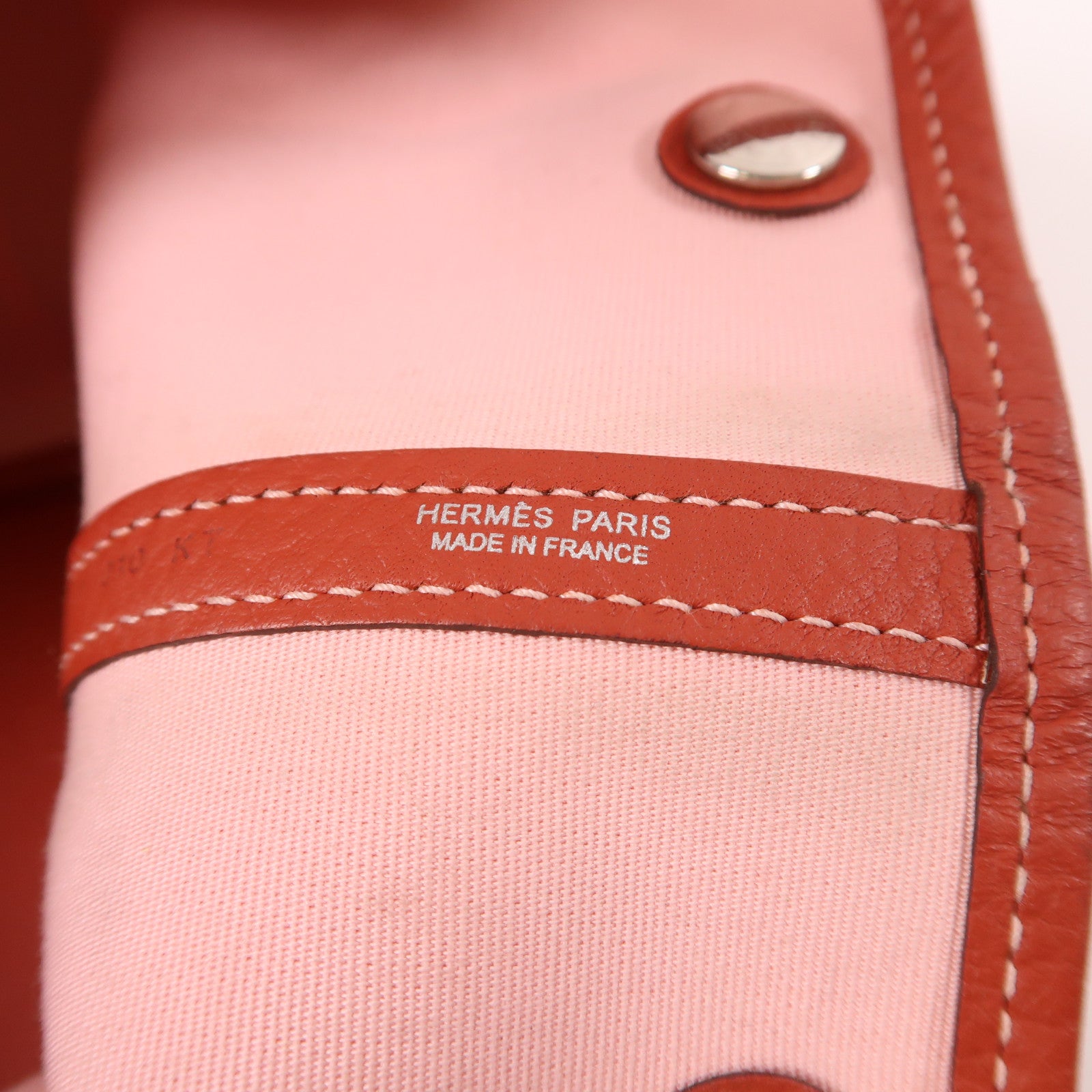 HERMES 帆布/皮革銀扣Garden Party PM手挽袋3Q Rose Sakura/櫻花粉