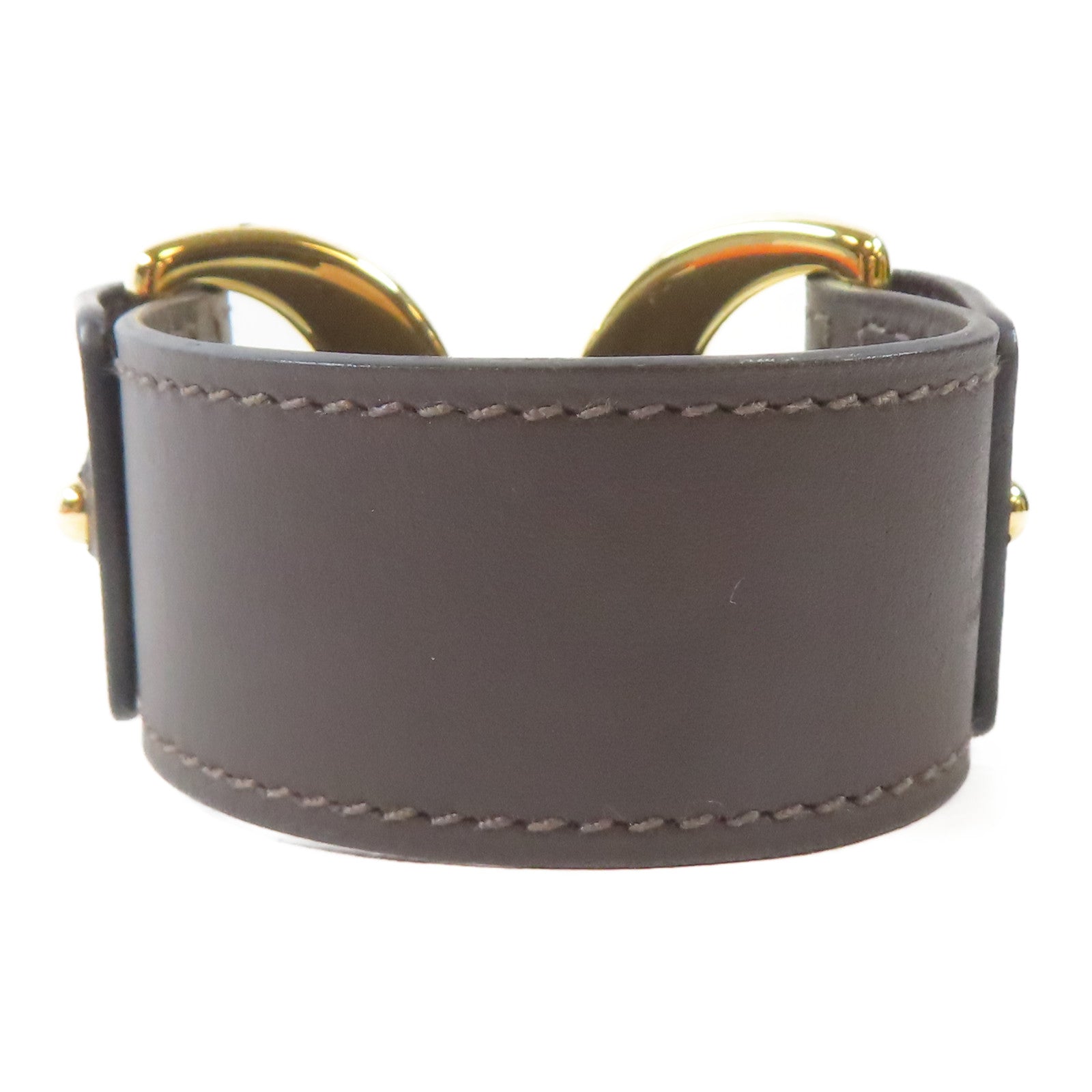 HERMES 【激減優惠】Swift皮革/金屬Pavane Bracelet金扣手鐲Chocolate/啡色Hermes#XS/#14.75cm