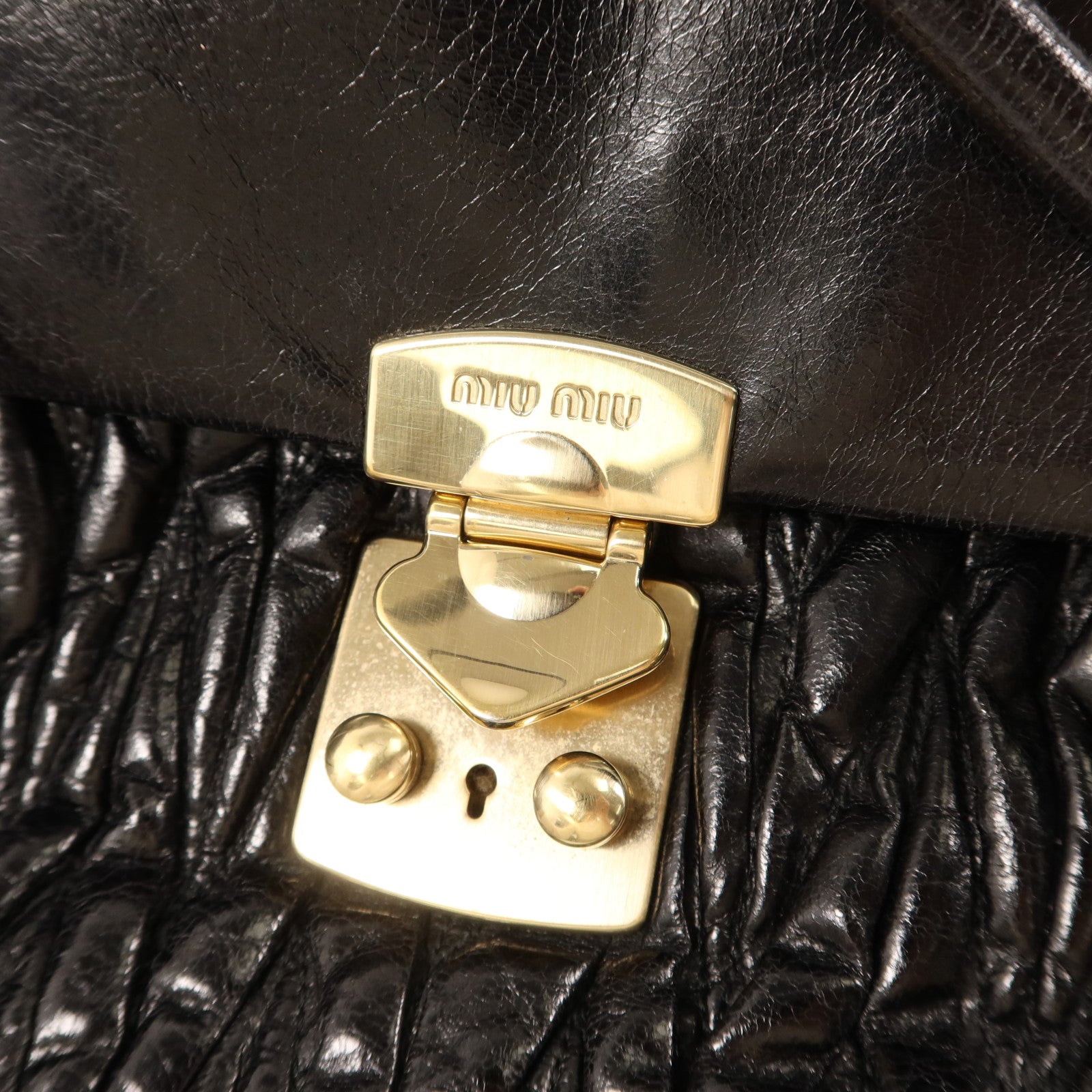 Miu Miu 牛皮皮革2 Way Shoulder Bag金扣手挽肩背兩用袋