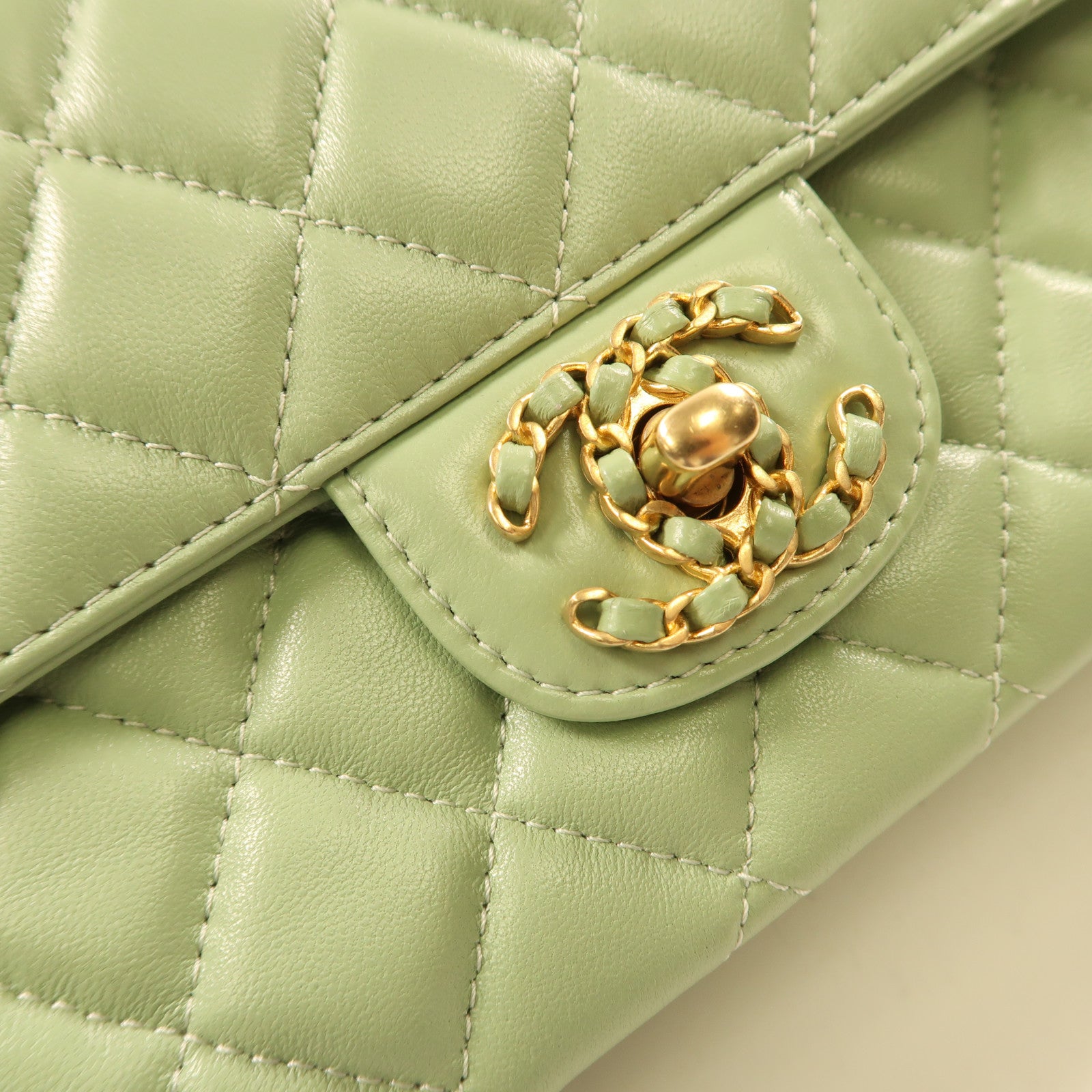CHANEL 羊皮皮革2Way Shoulder金扣鏈帶手挽肩背兩用袋