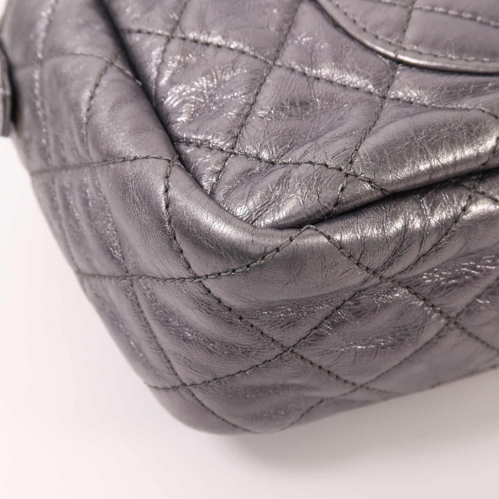 CHANEL 牛皮皮革Shoulder Bag銀扣鏈帶肩背袋