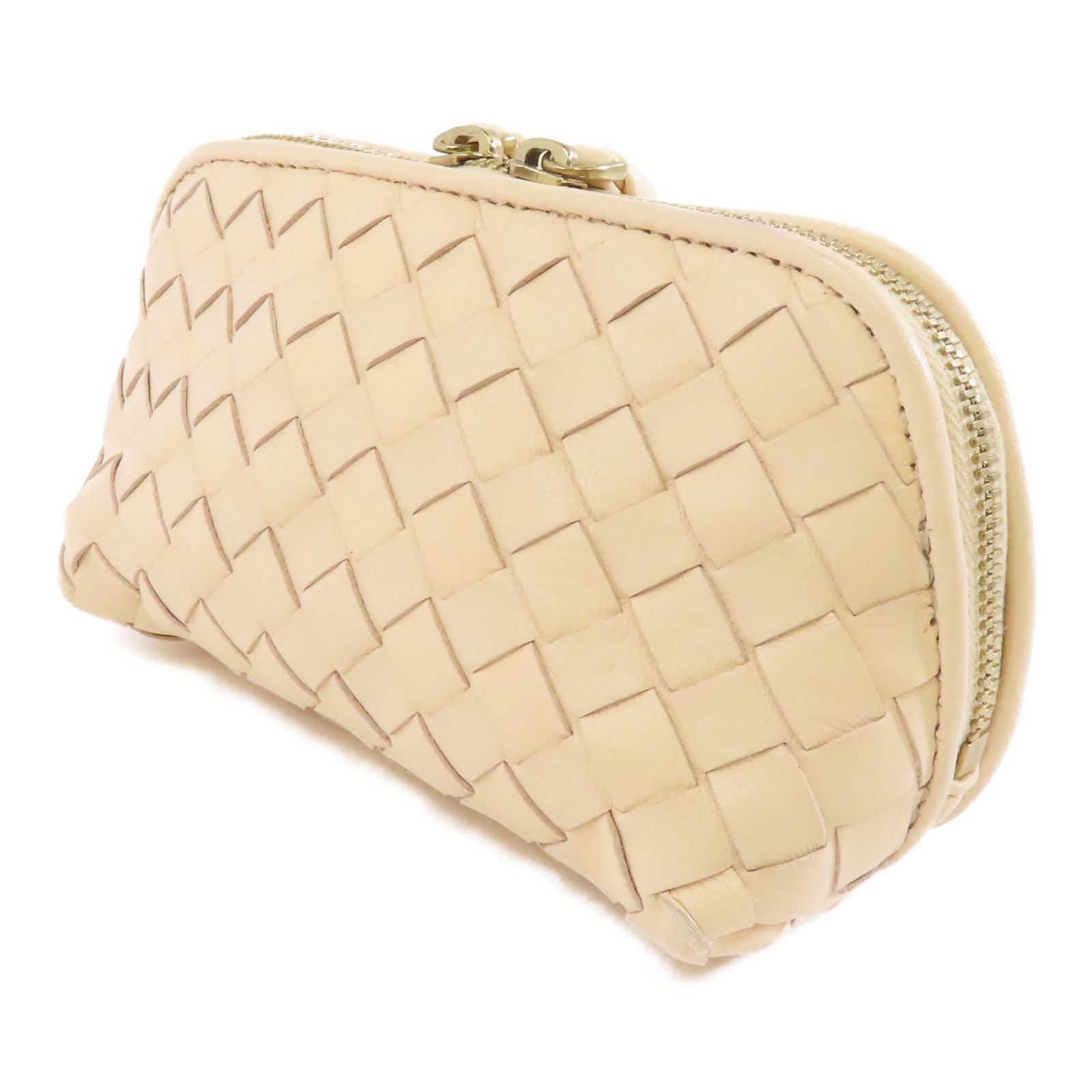 BOTTEGA VENETA 織紋皮革Clutch Bag金扣手拿包米色
