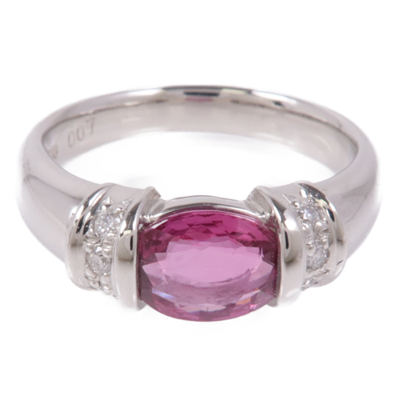 JEWELRY 【激減優惠】PT900鉑金Ruby/Diamond Ring紅寶石/鑽石戒指US#5.5