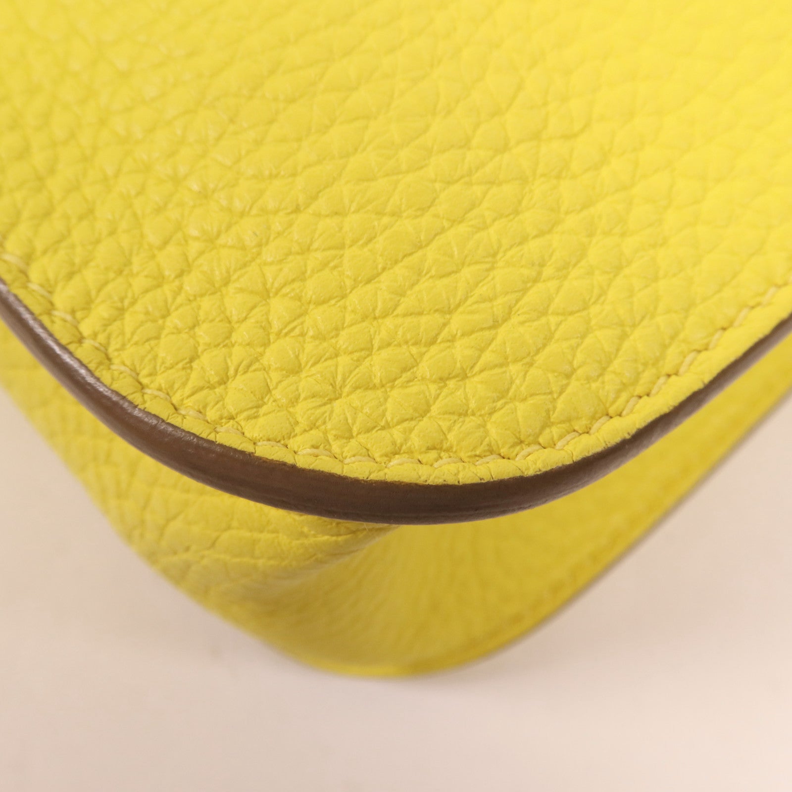 HERMES Clemence皮革Halzan 25銀扣手挽肩背兩用袋Lime