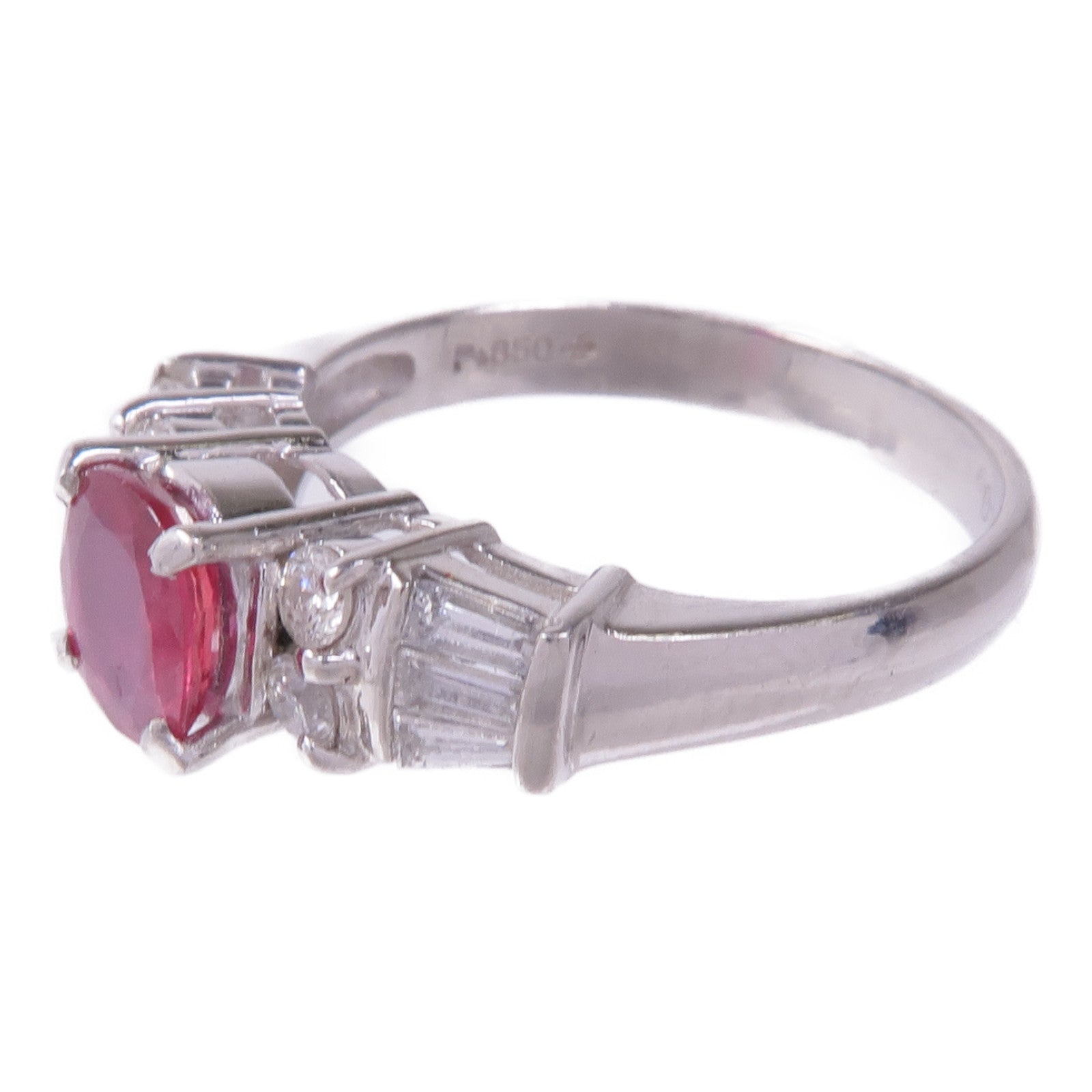 JEWELRY PT850鉑金Ruby Diamond Ring紅寶石/鑽石戒指粉紅色US#5.75