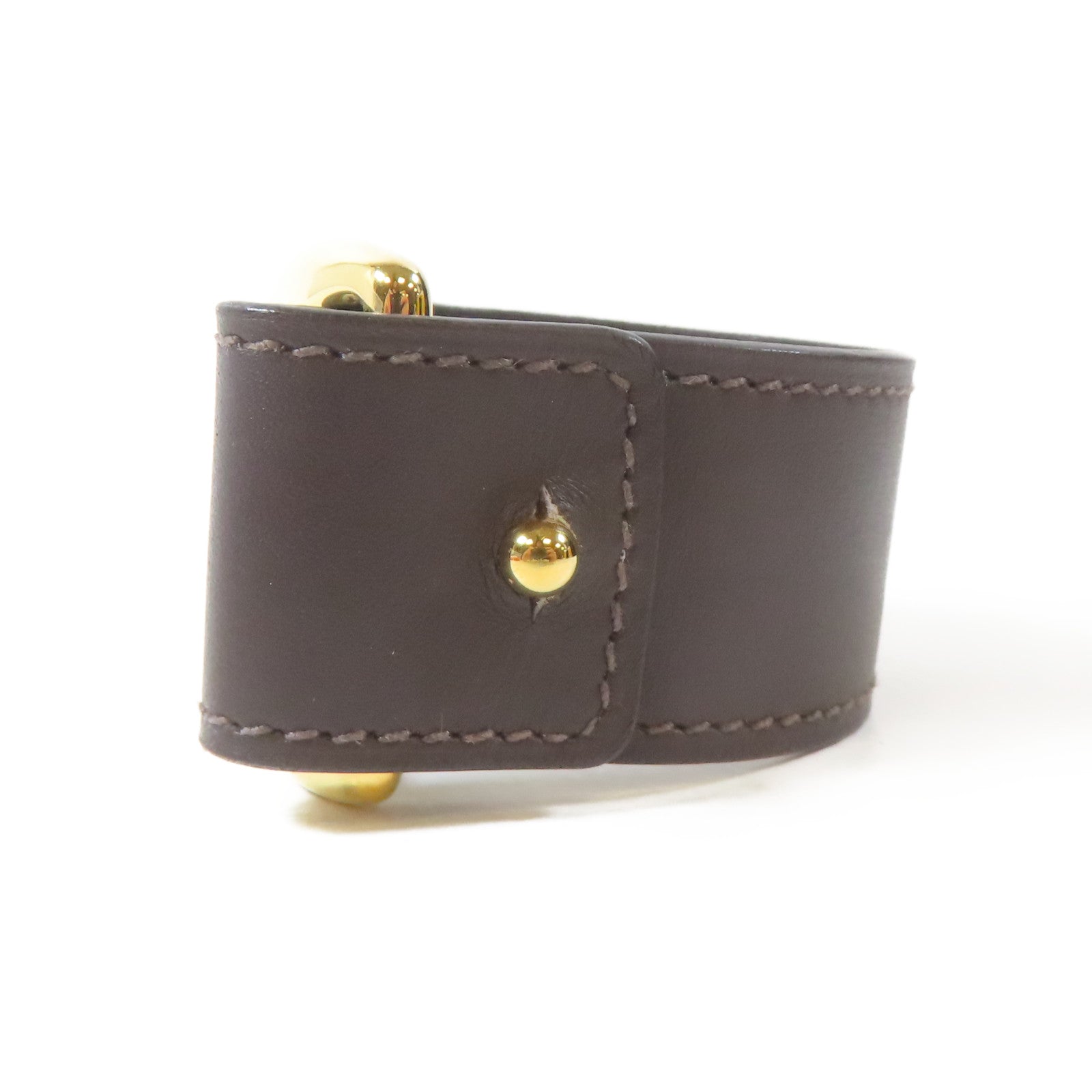 HERMES 【激減優惠】Swift皮革/金屬Pavane Bracelet金扣手鐲Chocolate/啡色Hermes#XS/#14.75cm