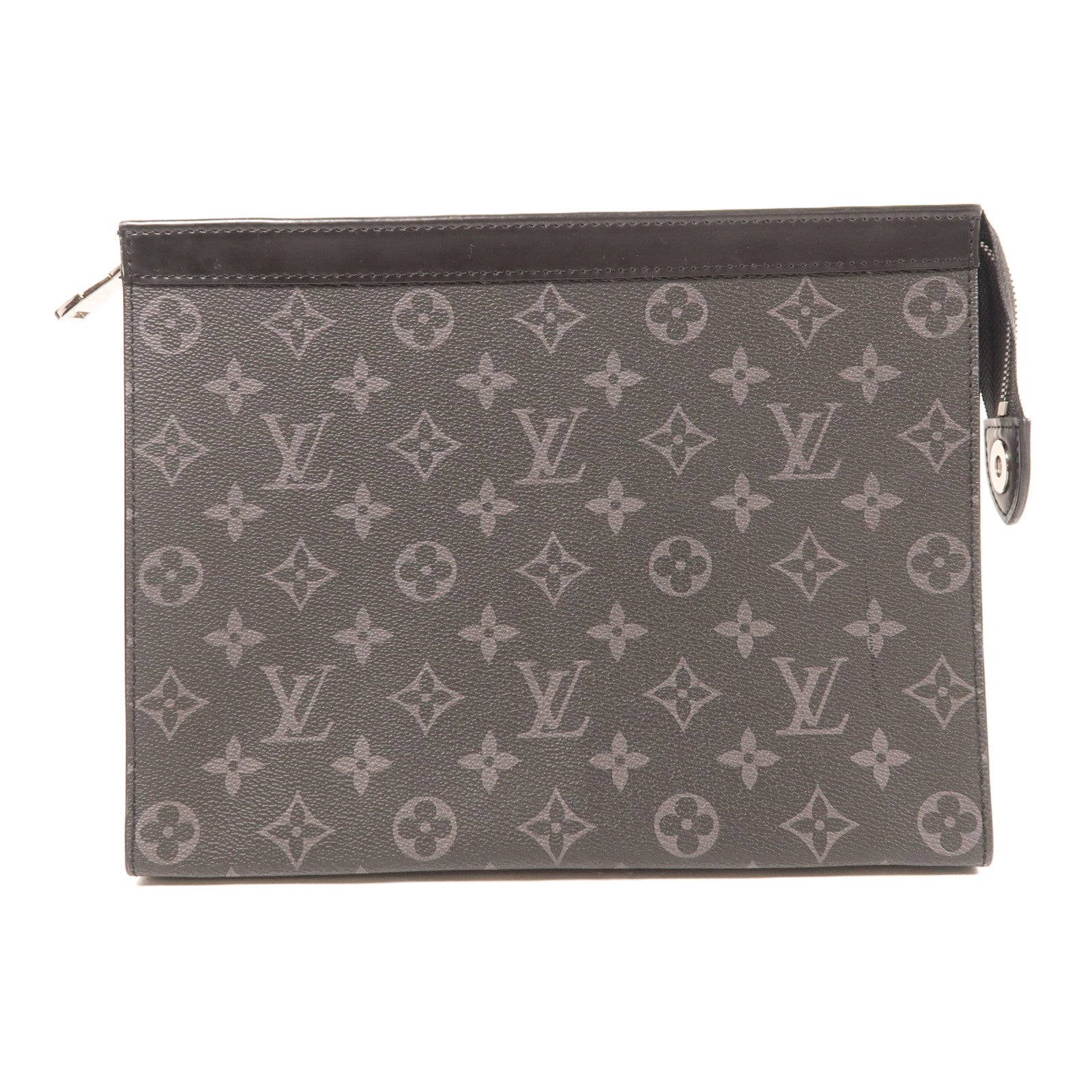 LOUIS VUITTON Monogram Eclipse Pochette Voyage MM銀扣手拿包