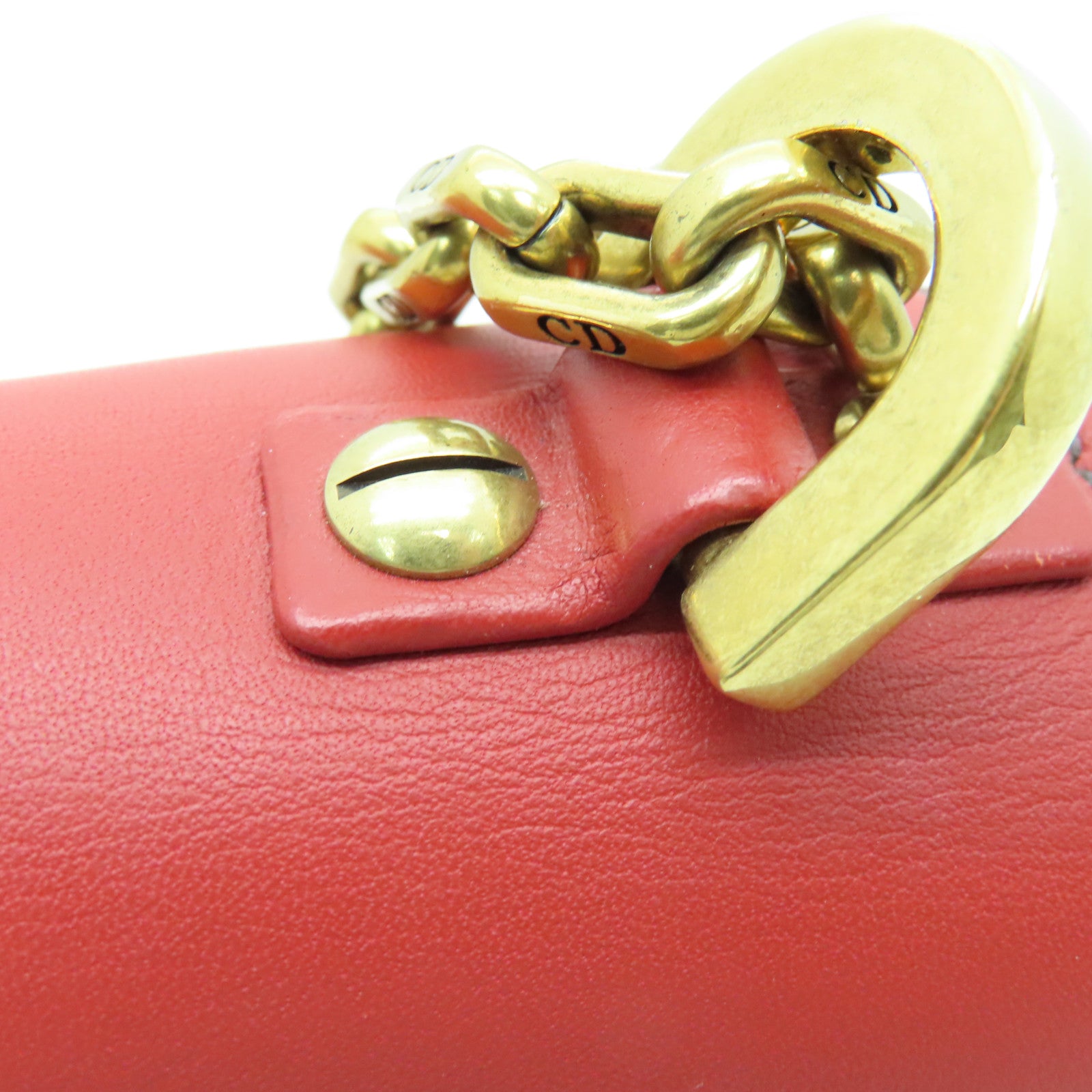 Dior cowhide leather Chain Shoulder Bag gold buckle chain shoulder bag red