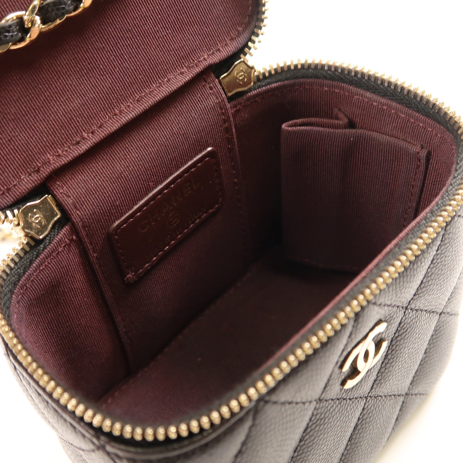 CHANEL CC GHW Mini Vanity Chain Shoulder Bag Calfskin Leather Black