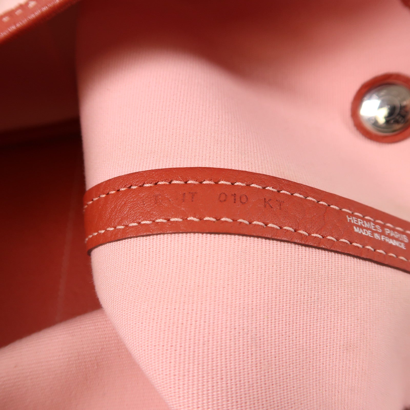 HERMES 帆布/皮革銀扣Garden Party PM手挽袋3Q Rose Sakura/櫻花粉