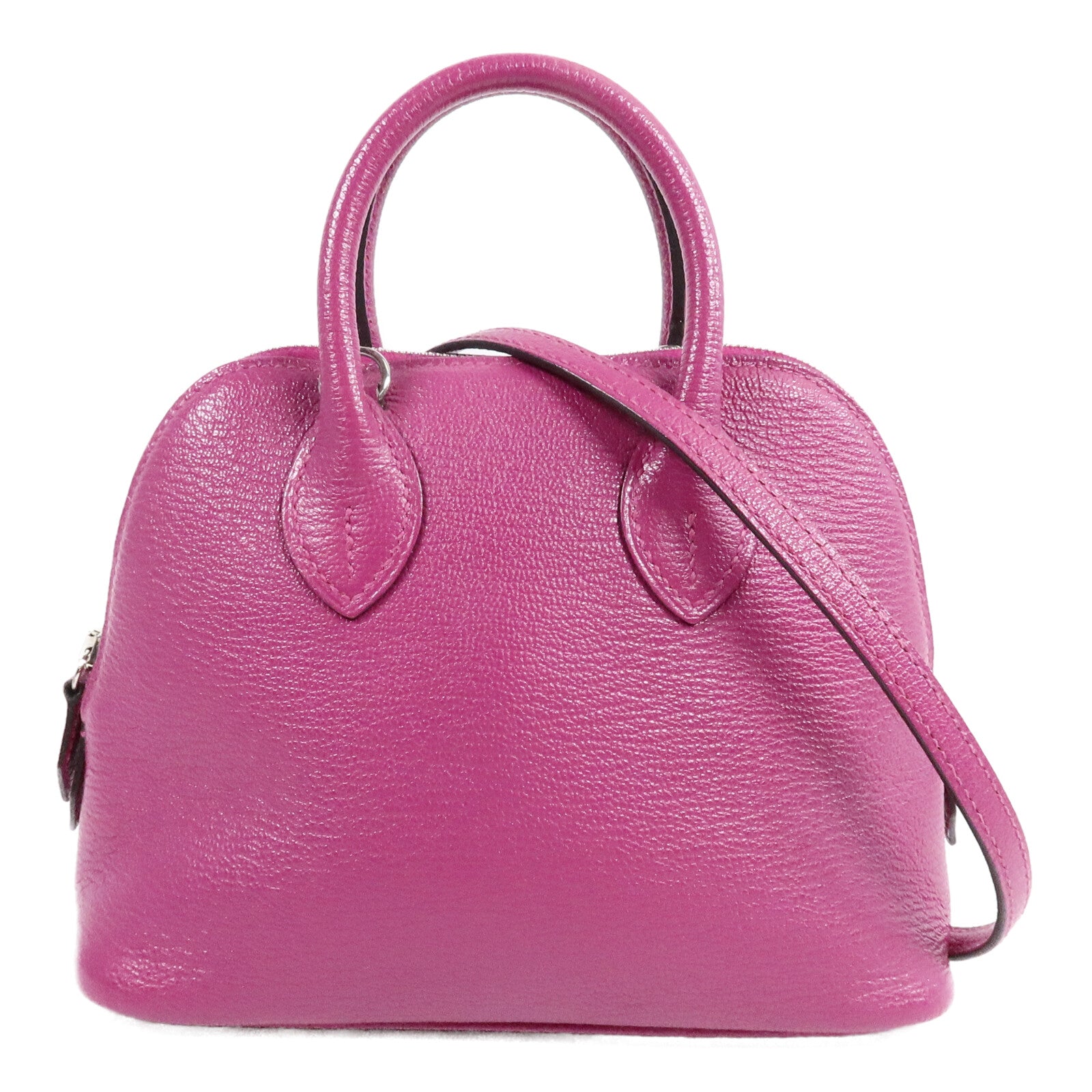 HERMES Chevre皮革Mini Bolide手挽肩背兩用袋Rose Pourpre