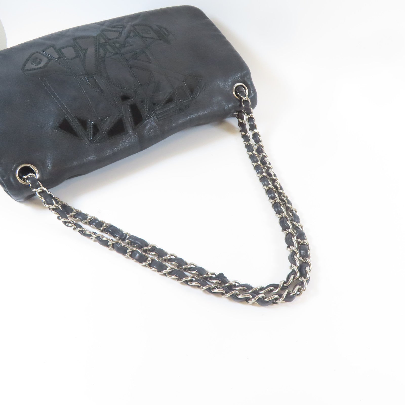 CHANEL 【激減優惠】牛皮皮革Chain Shoulder銀扣鏈帶肩背袋黑色