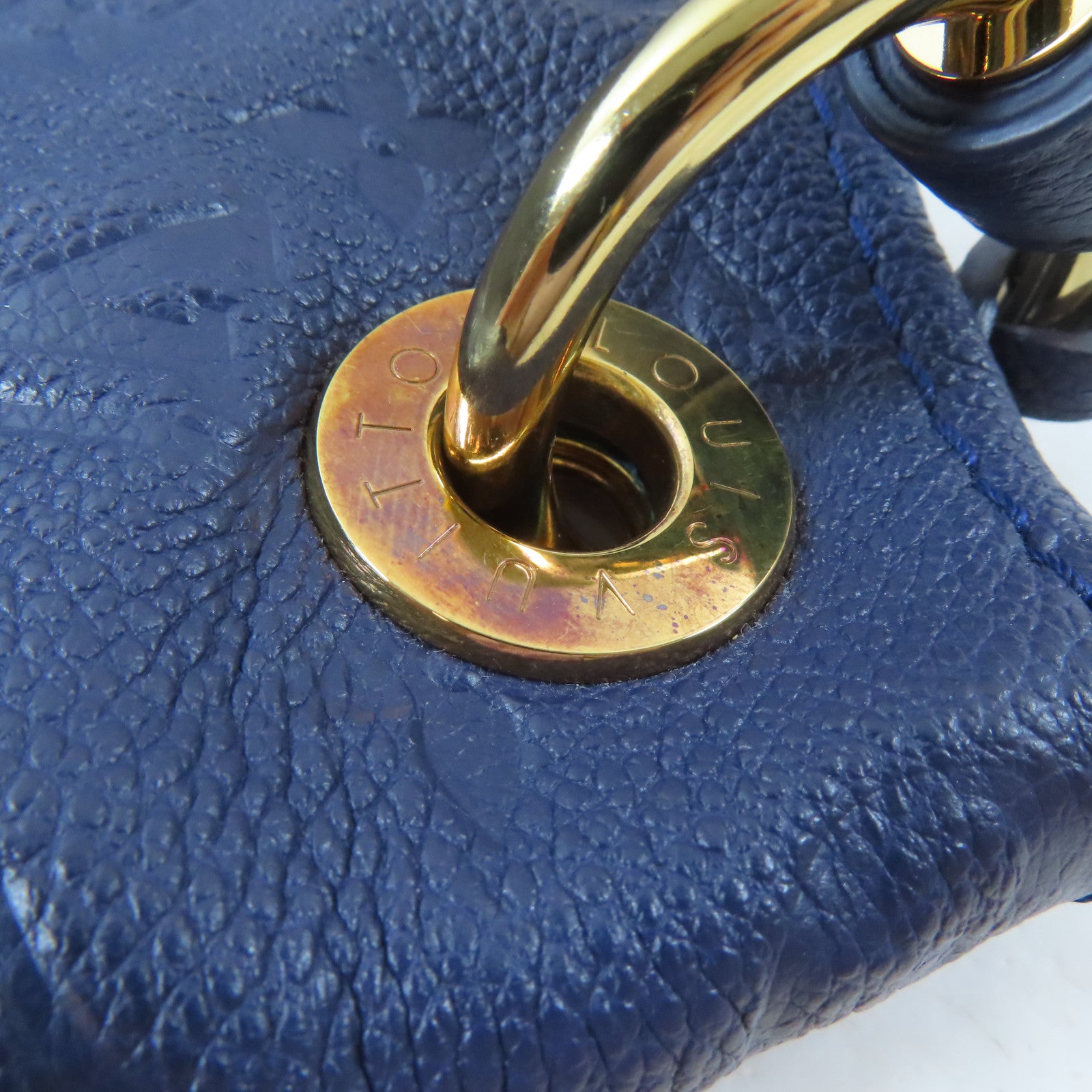 LOUIS VUITTON Monogram Empreinte Artsy MM金扣肩背袋藍色
