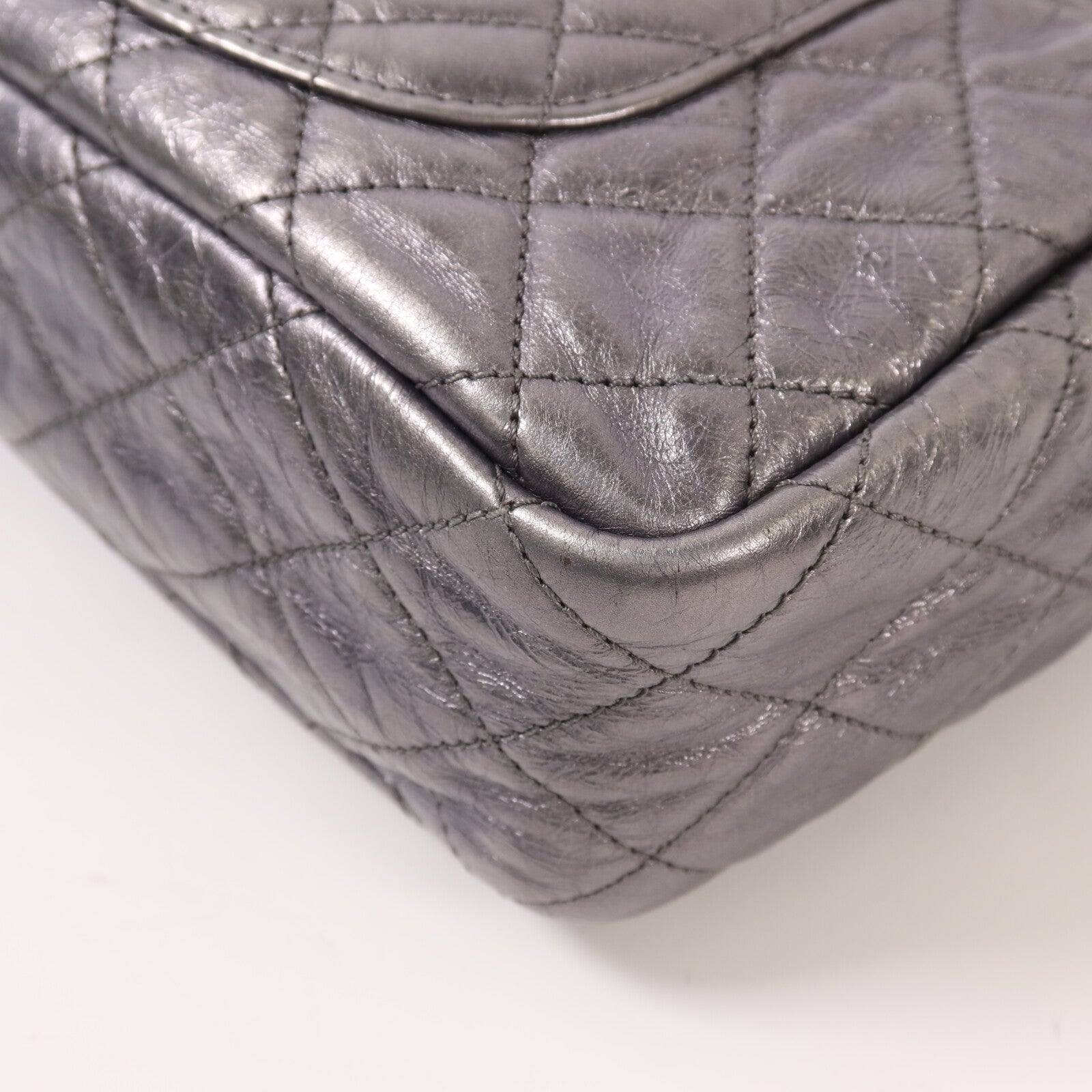 CHANEL 牛皮皮革Shoulder Bag銀扣鏈帶肩背袋
