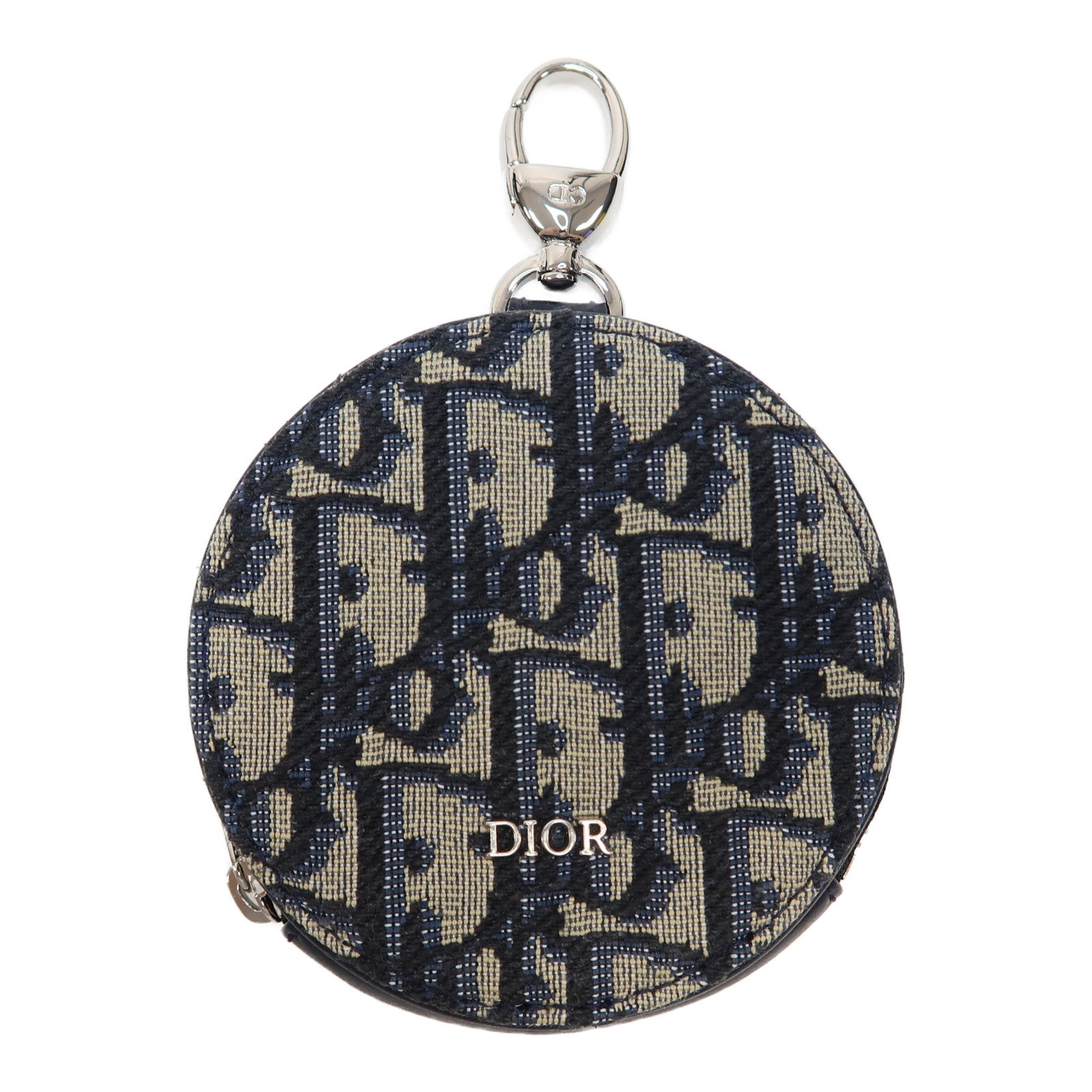 Dior 帆布Coin Case銀扣零錢包深藍色/米色