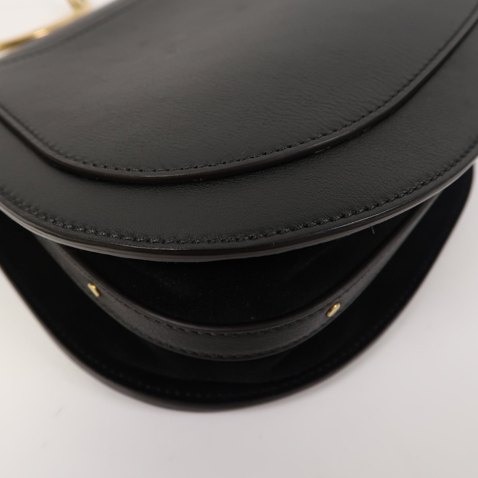 Chloe 牛皮皮革Nile Bag金扣肩背袋黑色