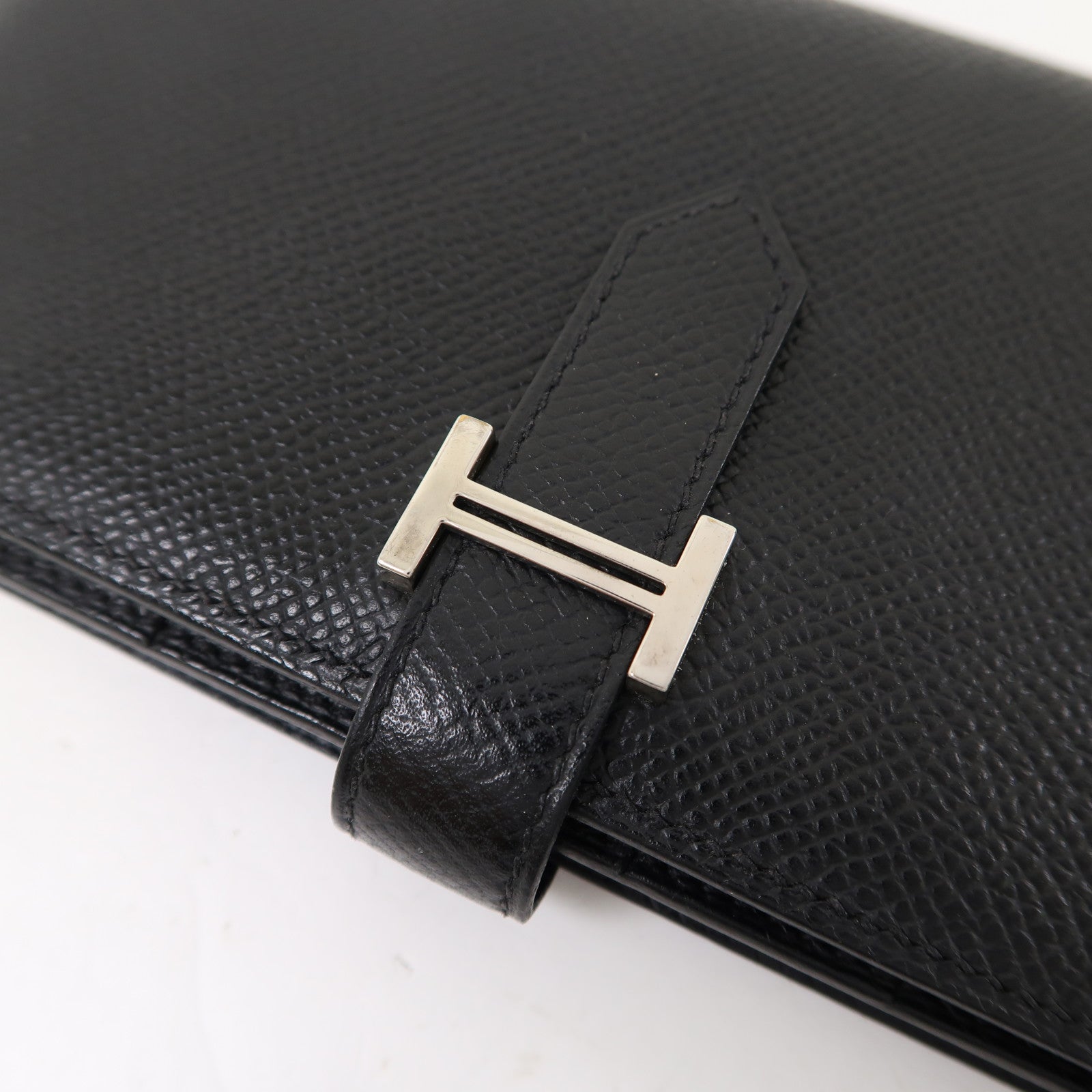 HERMES Epsom皮革Bearn Wallet銀扣長錢包黑色