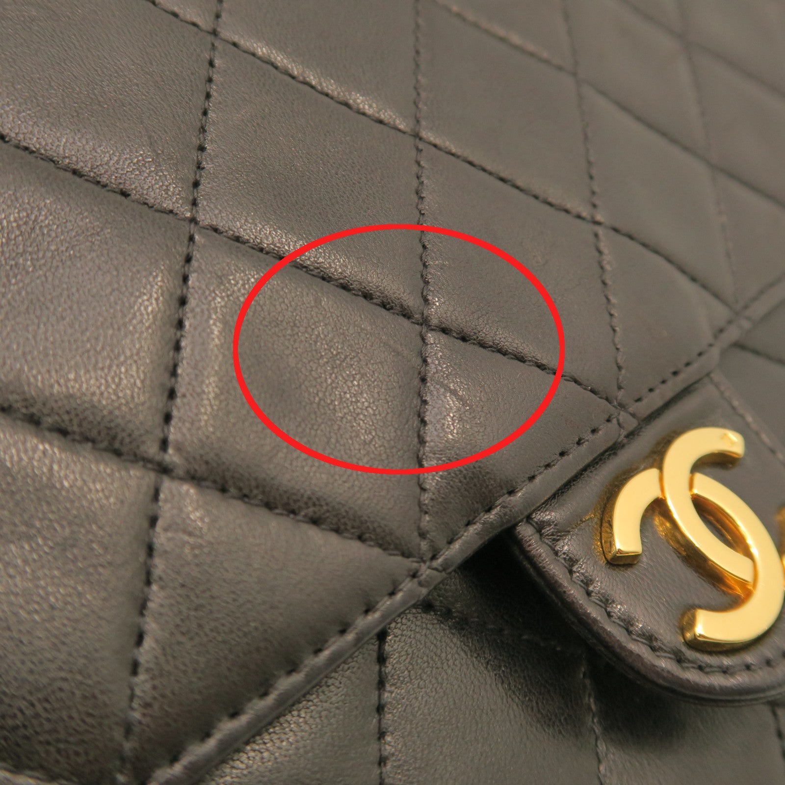 CHANEL 菱格羊皮皮革Vintage Flap Bag金扣鏈帶肩背袋黑色