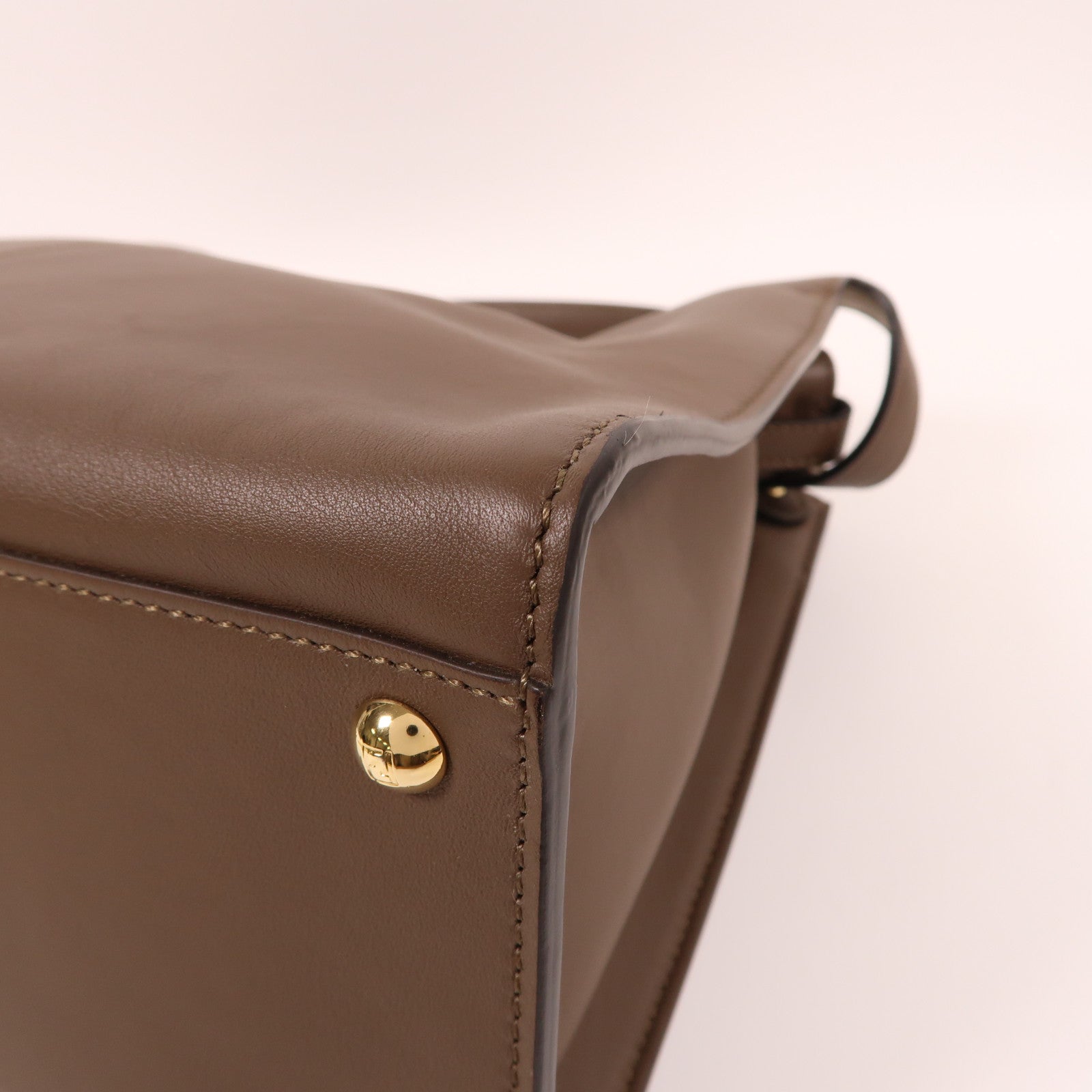 FENDI 牛皮皮革2 Way Shoulder金扣手挽肩背兩用袋啡色