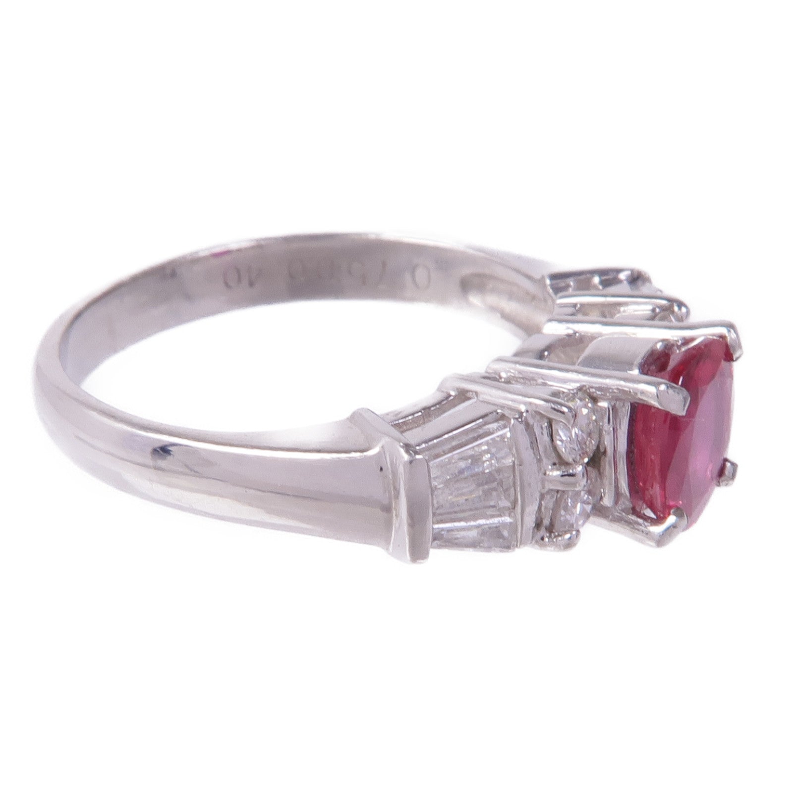 JEWELRY PT850鉑金Ruby Diamond Ring紅寶石/鑽石戒指粉紅色US#5.75