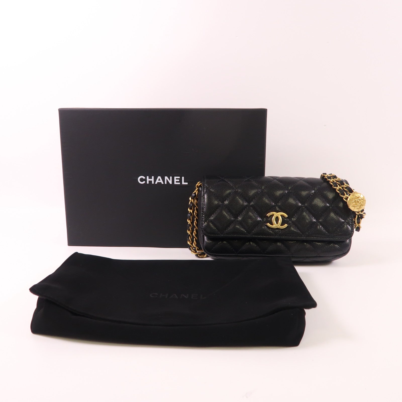 CHANEL 牛皮皮革Waist Bag金扣腰包