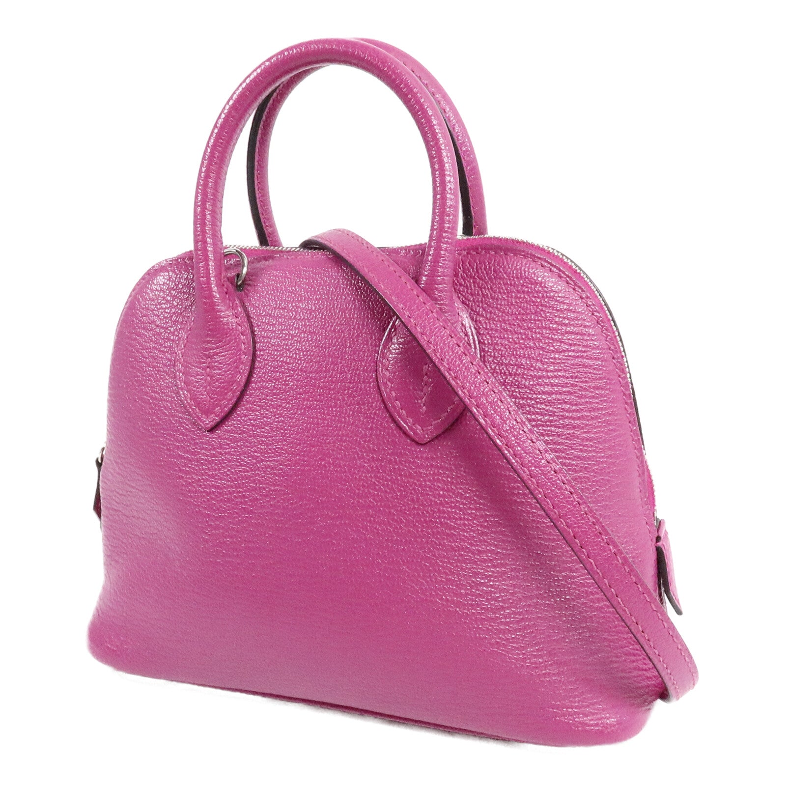 HERMES Chevre皮革Mini Bolide手挽肩背兩用袋Rose Pourpre