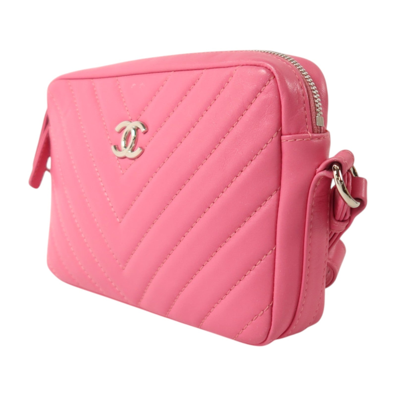 CHANEL 【激減優惠】羊皮皮革Chain Shoulder銀扣鏈帶肩背袋