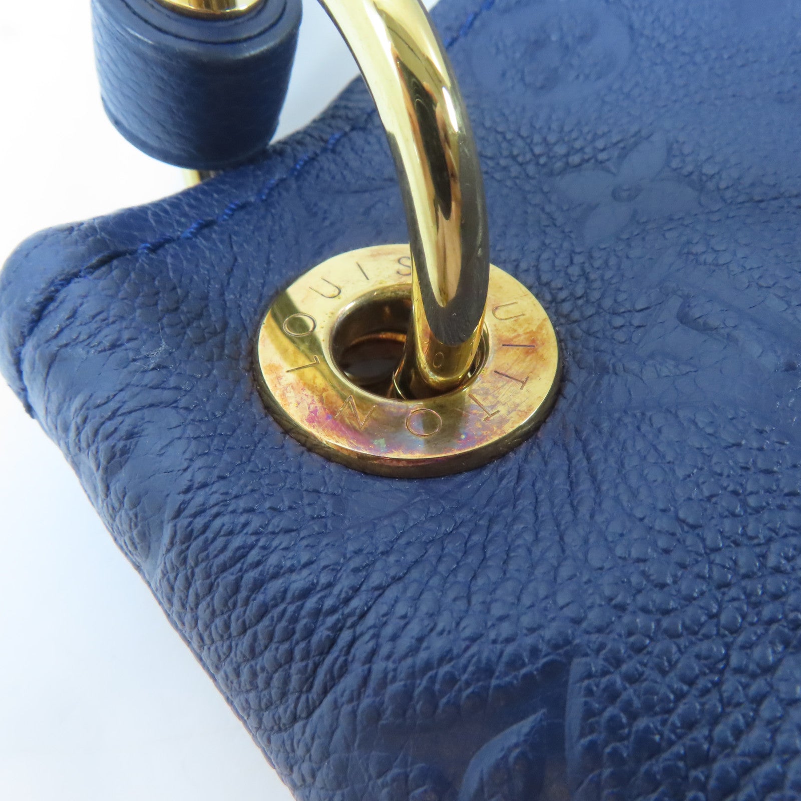 LOUIS VUITTON Monogram Empreinte Artsy MM金扣肩背袋藍色