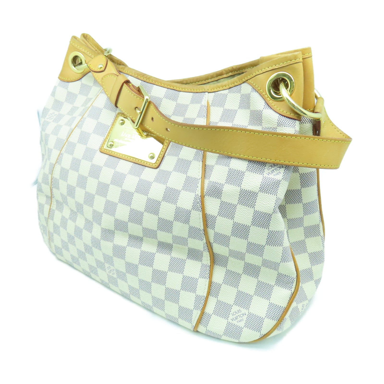 LOUIS VUITTON 【激減優惠】Damier Azur Galliera PM金扣肩背袋白色