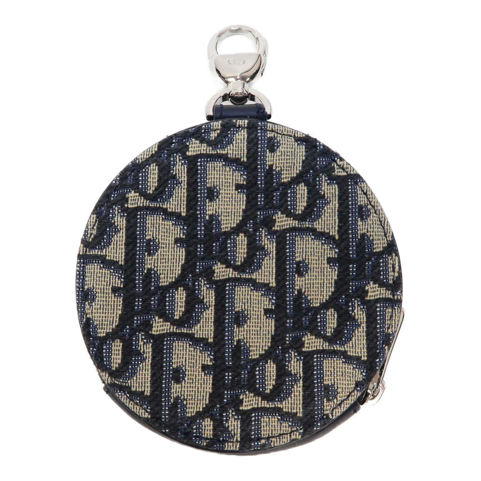 Dior 帆布Coin Case銀扣零錢包深藍色/米色