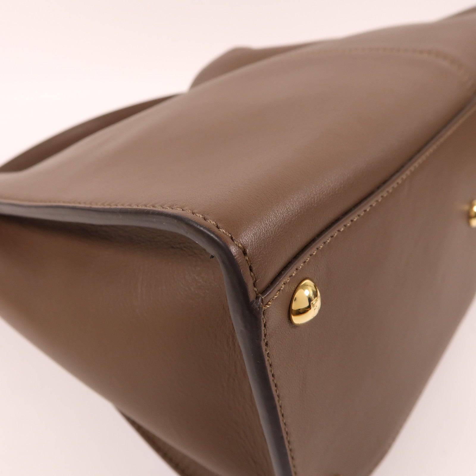FENDI 牛皮皮革2 Way Shoulder金扣手挽肩背兩用袋啡色
