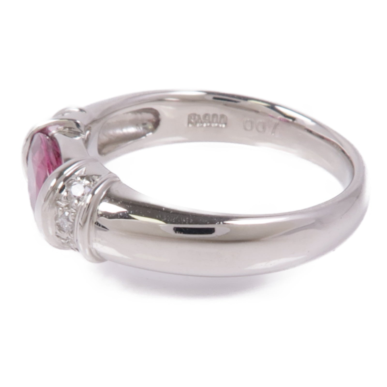 JEWELRY 【激減優惠】PT900鉑金Ruby/Diamond Ring紅寶石/鑽石戒指US#5.5