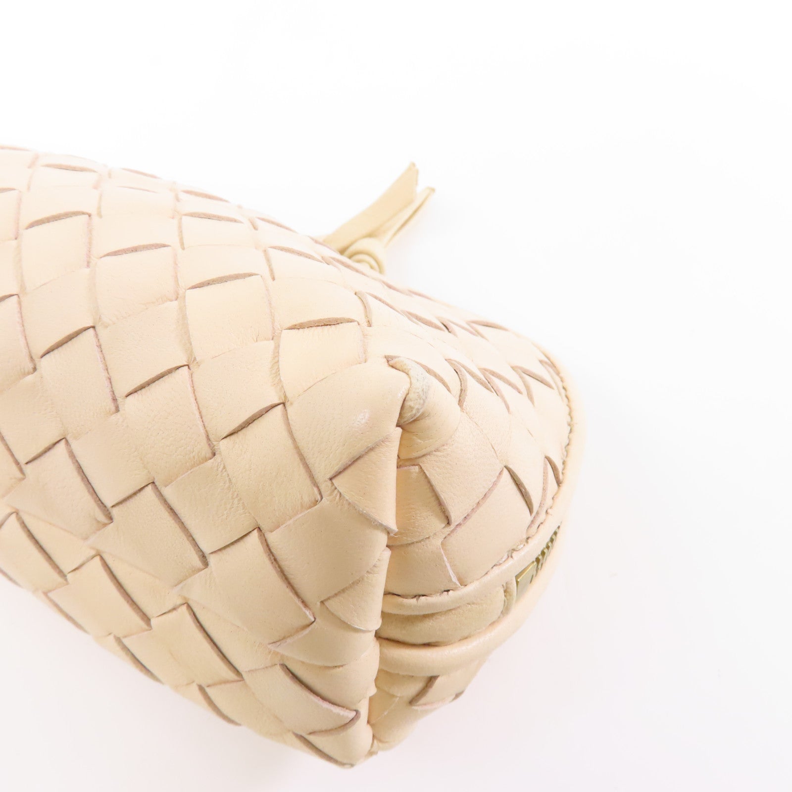 BOTTEGA VENETA 織紋皮革Clutch Bag金扣手拿包米色