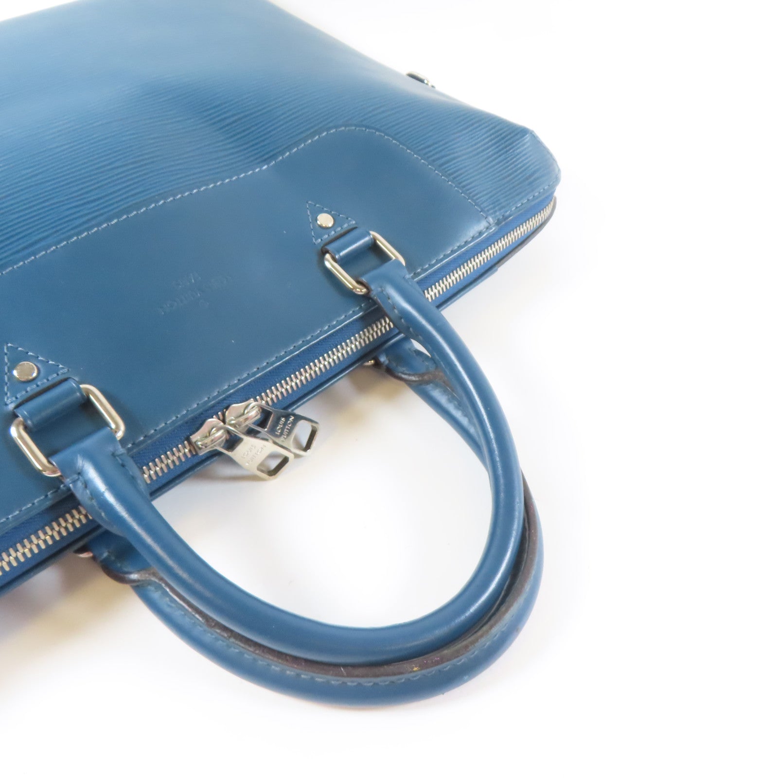 LOUIS VUITTON 【激減優惠】Epi Porte Documents Jour銀扣手挽肩背兩用袋藍色