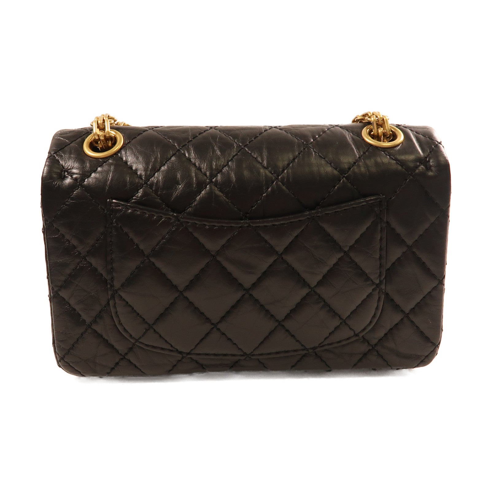 CHANEL 牛皮皮革2.55 20金扣手挽肩背兩用袋黑色
